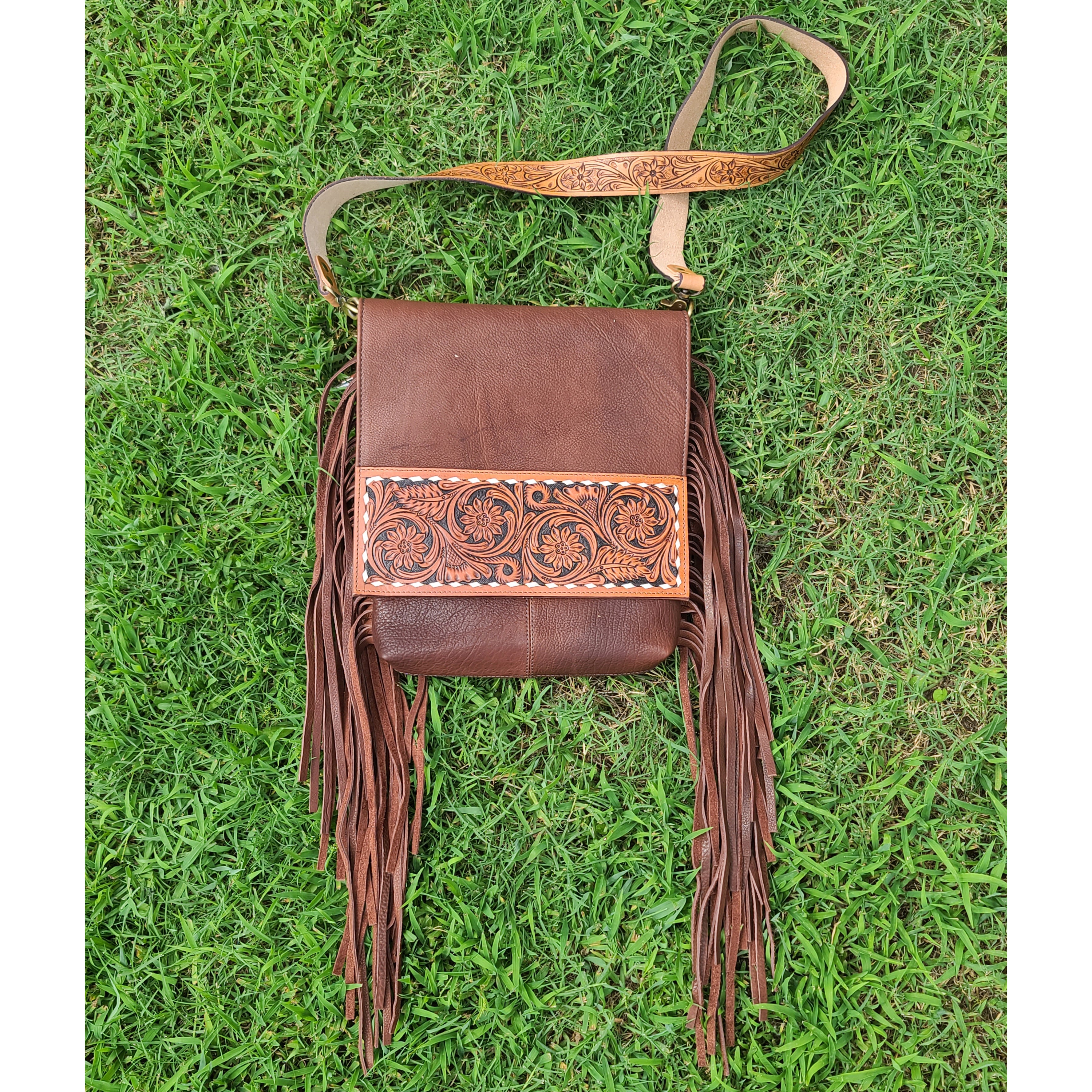 American Darling Conceal Carry Floral Leather Fringe Bag - Stylish & Functional Crossbody Purse for Women | Perfect for Everyday Use, Travel & Concealed Carry