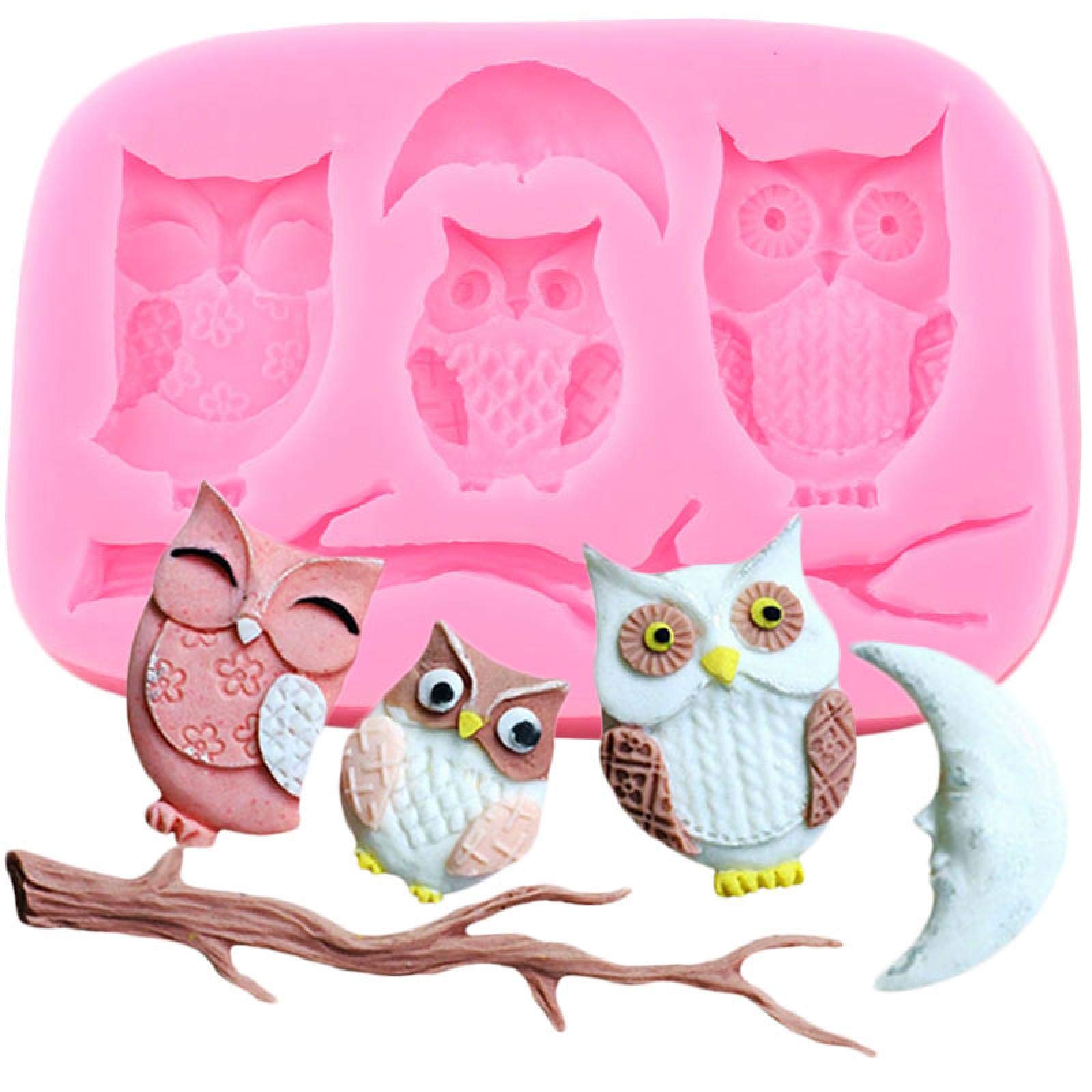DIY Silicone Molds for Cake Decorating - Owl Moon Tree Branch Animal Fondant Molds, Cupcake Toppers, Candy & Chocolate Molds - Perfect for Baking, Party Treats, and Creative Dessert Making