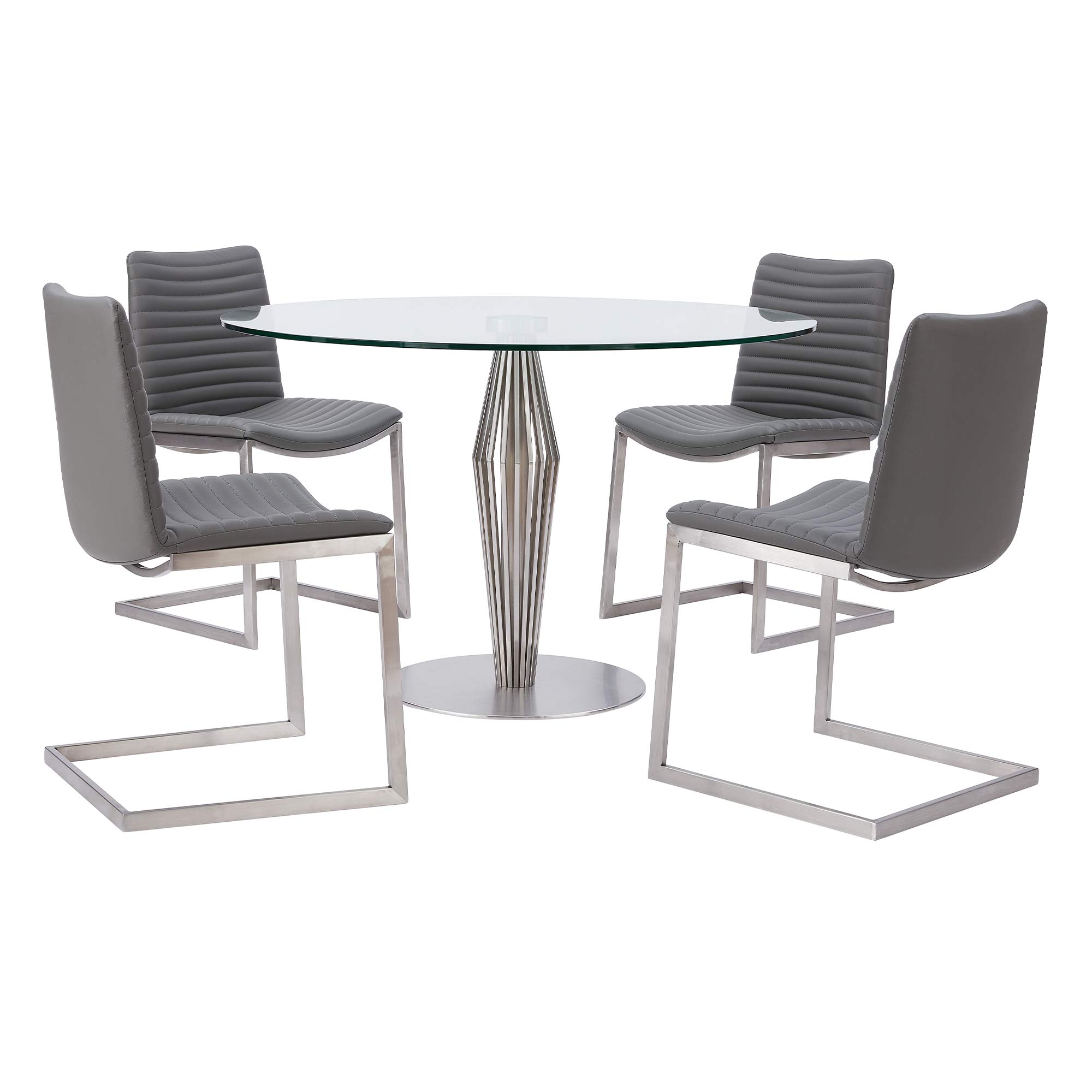 Armen Living April Contemporary Faux Leather Dining Chairs - Set of 2, 17.5