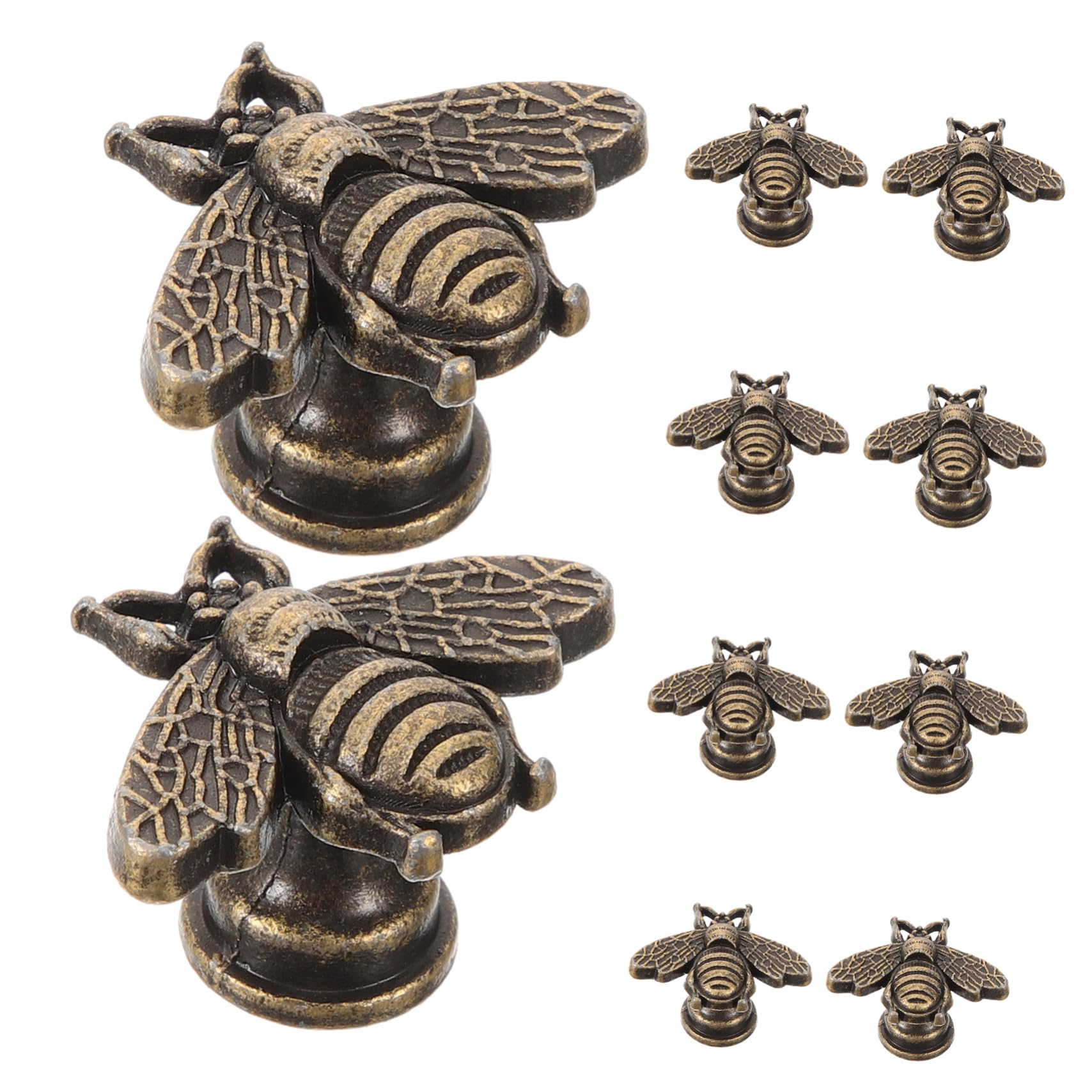 Vintage Gold Cabinet Knobs - 10Pcs Decorative Bee Shaped Metal Drawer Pulls - Antique Dresser Knobs for Kitchen Cabinets, Wardrobes & Furniture DIY Upgrade