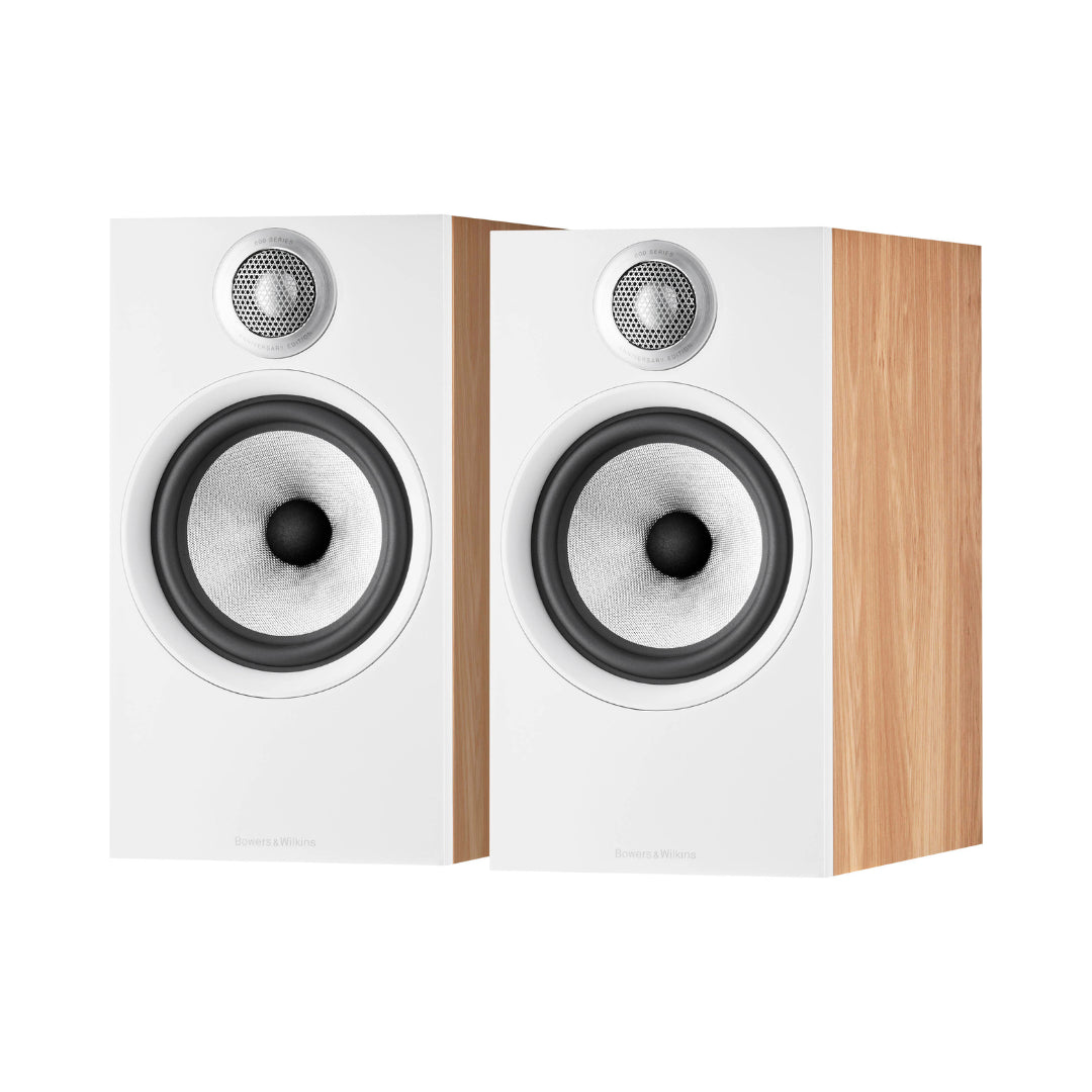 Bowers & Wilkins 606 Anniversary Series Bookshelf Speakers in Oak Finish - Open Box Clearance Sale | Perfect for Home Theater, Music Listening & Audiophile Setups