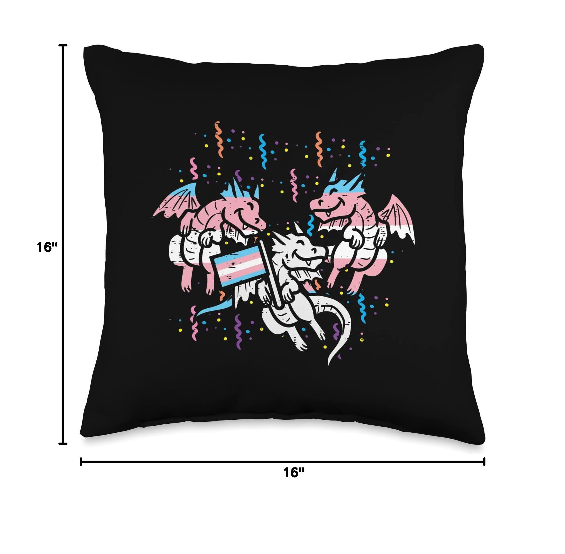 LGBTQ+ Transgender Pride Dragon Throw Pillow - Soft Plush Stuffed Animal Pillow for Home Decor, Bedroom, Couch & Pride Events