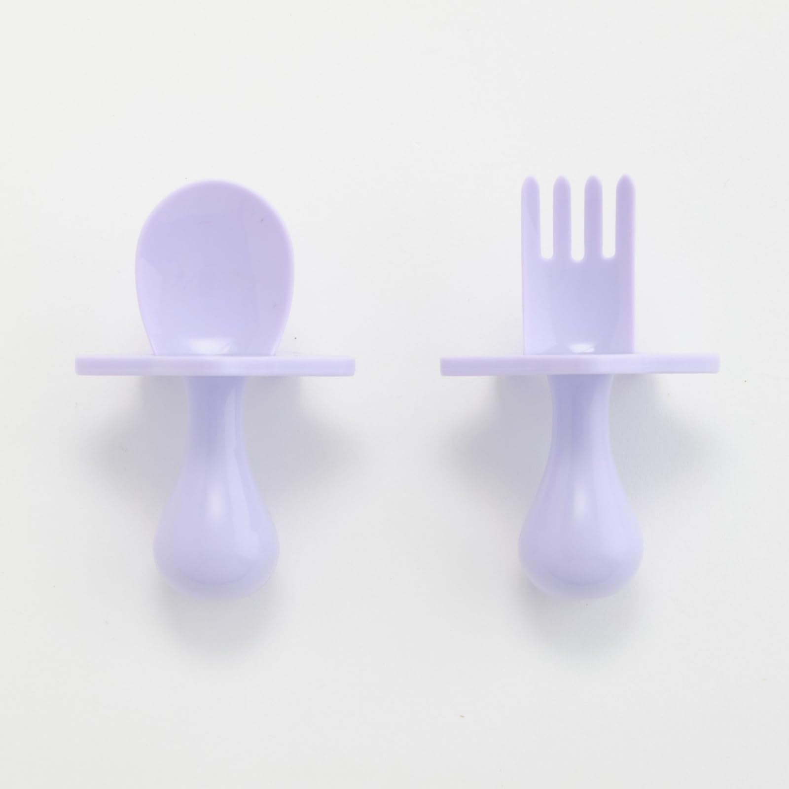 Nooli Toddler Utensil Set - BPA Free Baby Fork & Spoon for Kids - Soft Silicone Feeding Tools - Dishwasher & Sterilizer Safe - Perfect for Baby-Led Weaning & First Self-Feeding - Lavender