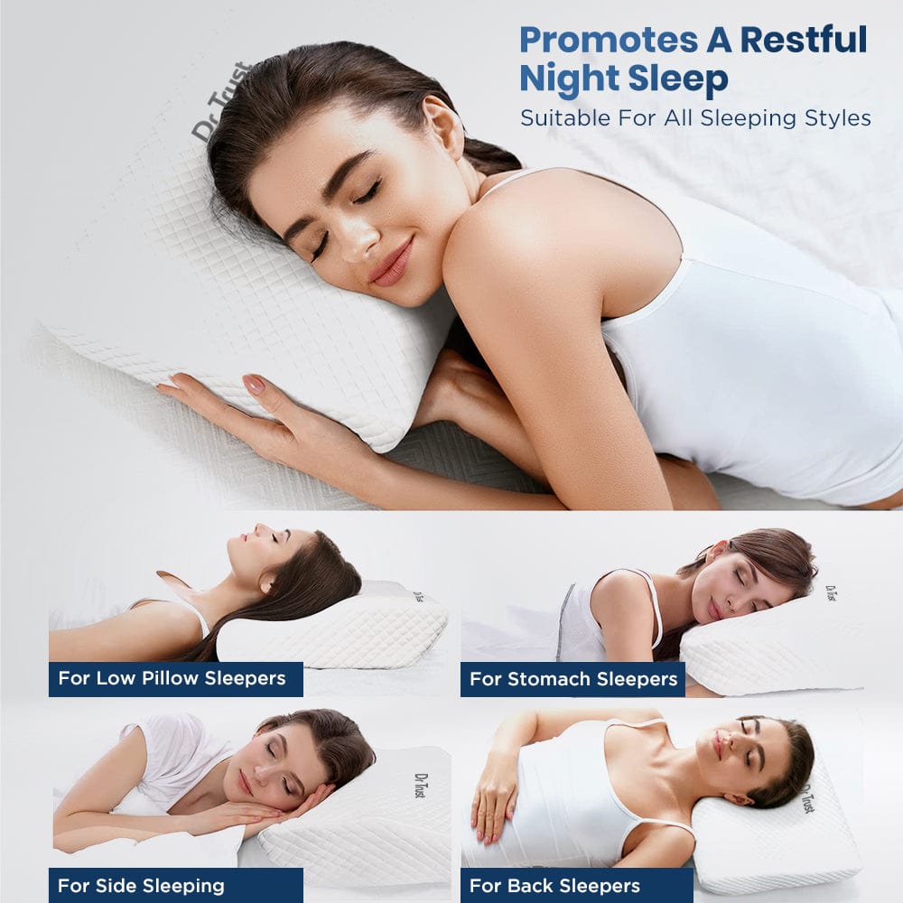 Dr Trust USA Orthopedic Cervical Memory Foam Pillow for Neck Pain Relief & Spine Alignment - Small Size - Perfect for Side Sleepers, Back Pain Sufferers & Post-Surgery Recovery