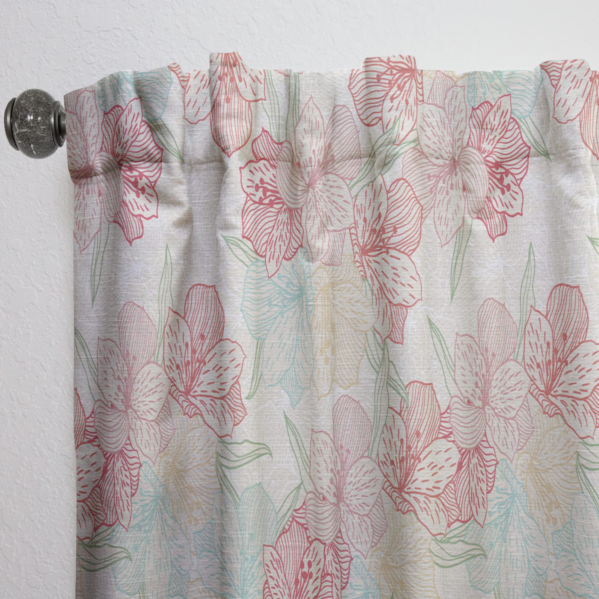 Abstract Orchid Flower Pattern Thermal Insulated Curtains - Single Panel 52x90 Inches - Elegant Window Drapes for Bedroom & Living Room - Perfect for Home Decor, Light Blocking & Energy Saving