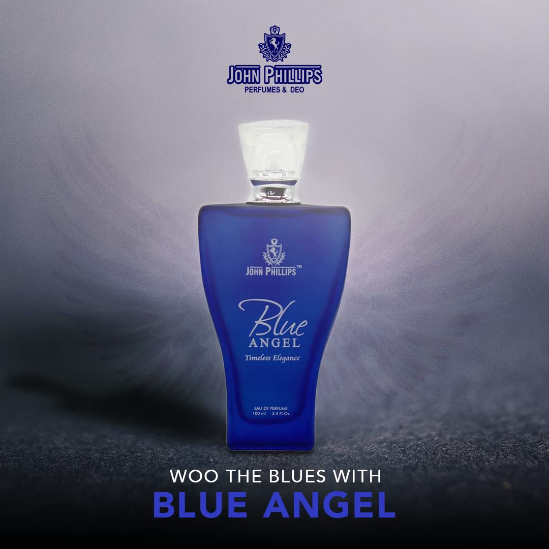 John Phillips™ Mr. Blue & Blue Angel 100ml Eau De Parfum Set - Unisex Fragrance for Men & Women | Long-Lasting French Perfume Gift for Date Night, Office & Special Occasions