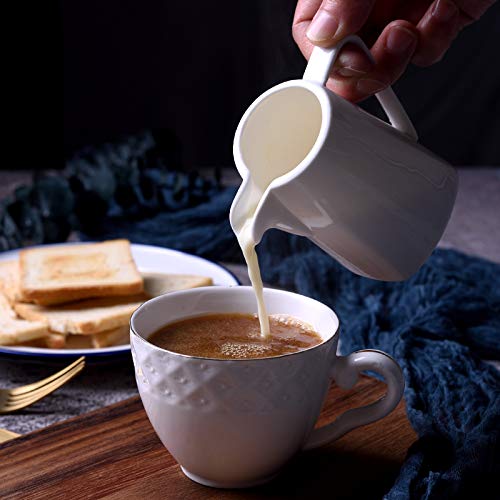 White Ceramic Creamer Pitcher - Elegant Serving Pitcher for Milk, Coffee Creamer & Sauces - Perfect for Breakfast, Tea Parties & Kitchen Decor