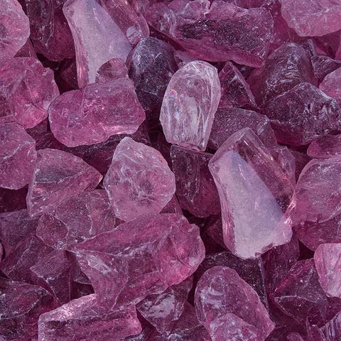 Purple Fire Glass Rocks for Gas & Propane Fire Pits - 50lb Shatterproof Firepit Glass Stones - Decorative Fireplace Crystals for Outdoor Patio, Backyard, and Garden Decor