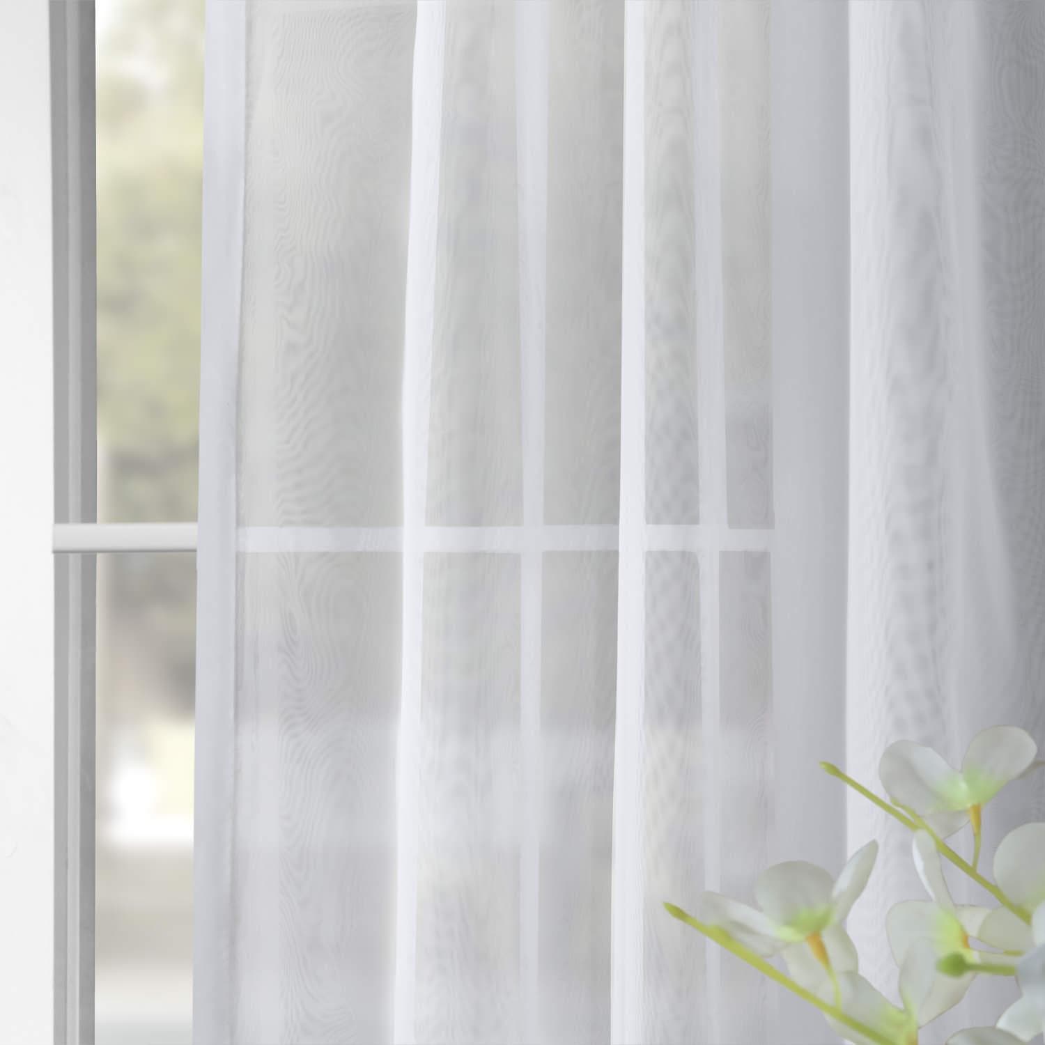 Double Layered White Sheer Curtains for Living Room & Bedroom - Light Filtering Window Drapes for Privacy & Sun Protection