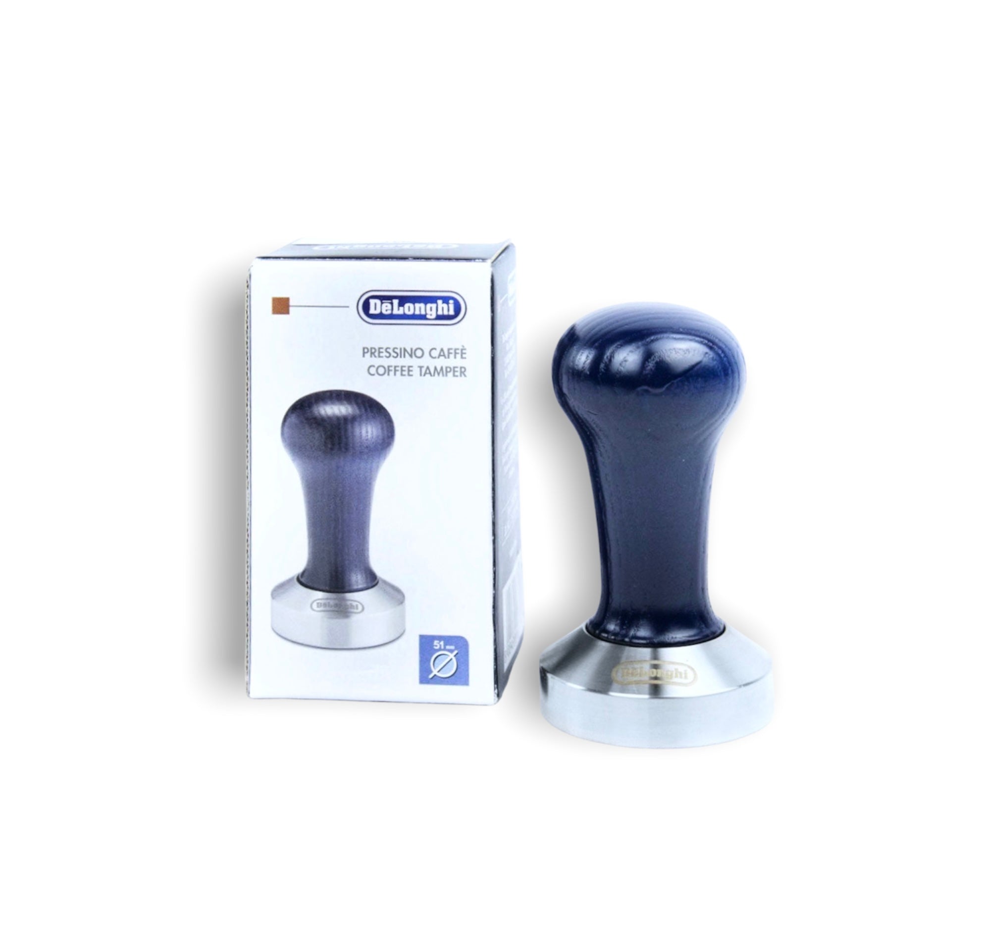 Delonghi 51mm Coffee Tamper - Premium Stainless Steel Espresso Puck Press for Delonghi EC155, Dedica & Other 51mm Portafilter Machines - Perfect for Home Baristas & Coffee Shops