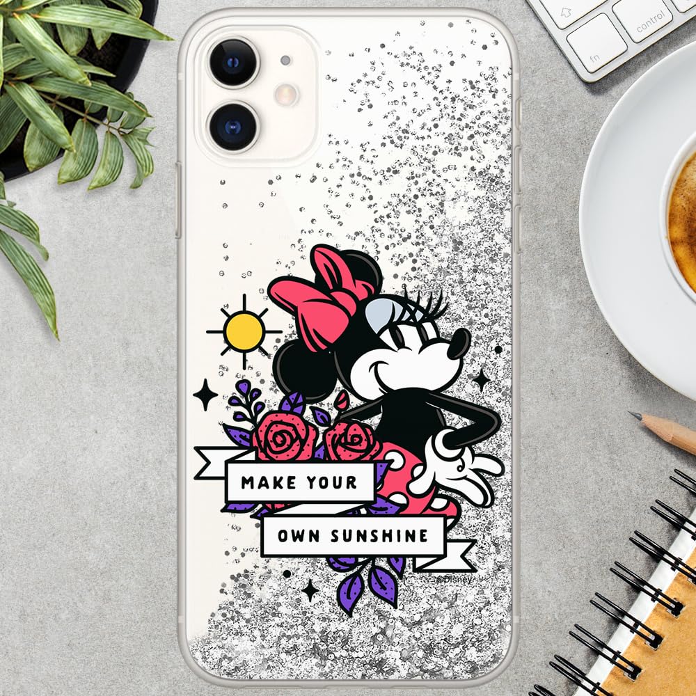Original & Officially Licensed Disney Minnie Pattern Glitter Phone Case for Apple iPhone 11 - Perfect Fit with Sparkle Effect | Great for Daily Use, Parties & Gift Giving