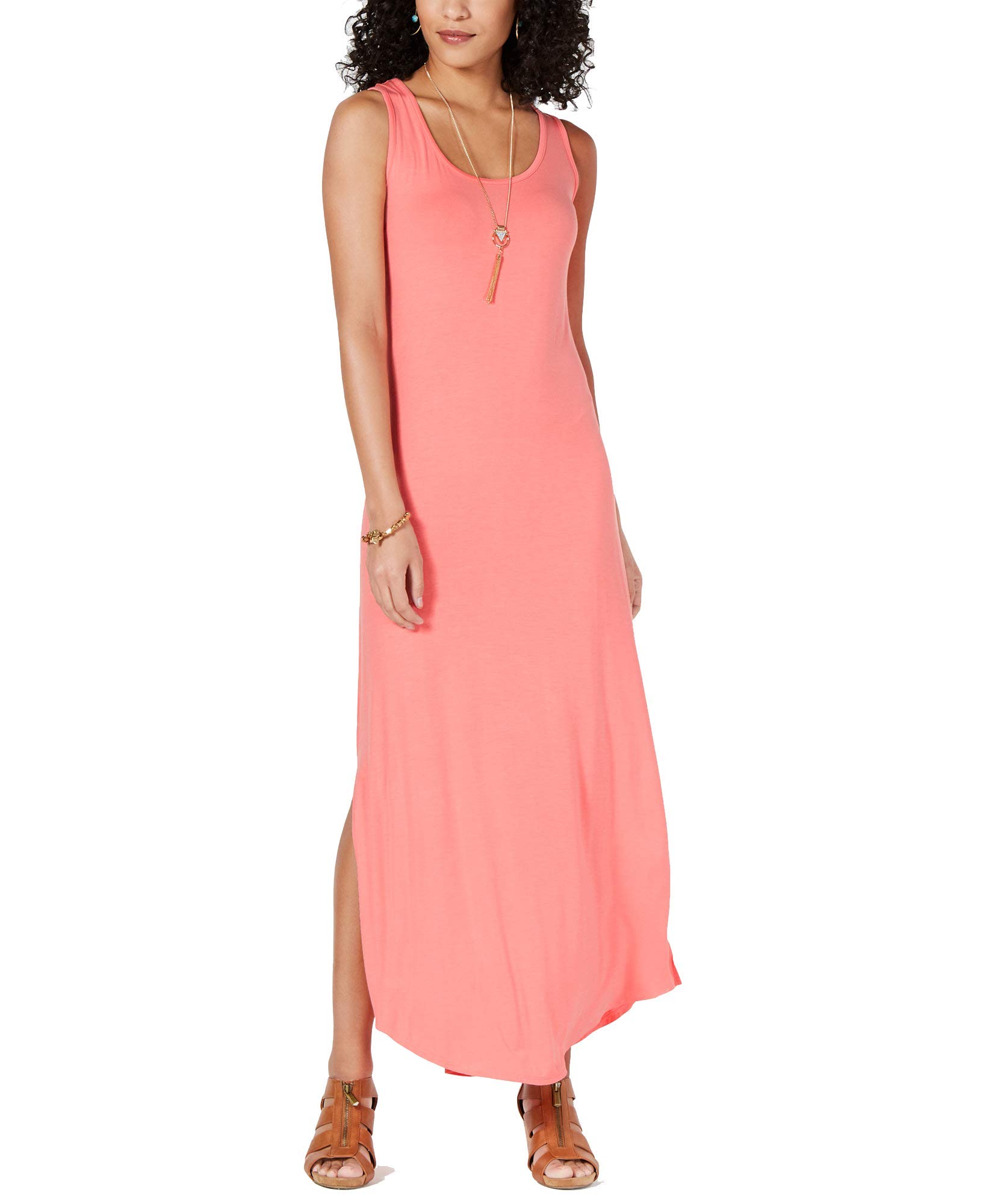 Style & Co. Women's Sleeveless Slit Maxi Dress - Flowy Summer Dress with Side Slit, Peach Berry (Small) | Perfect for Beach Vacations, Cocktail Parties & Date Nights