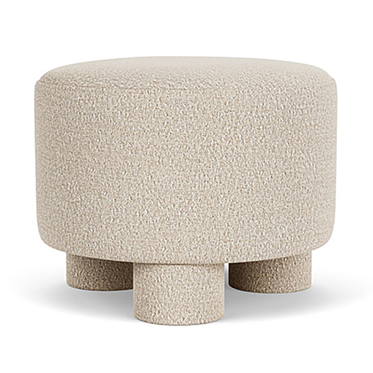 Faith Boucle Ottoman - Modern Round Storage Footrest Stool with Removable Cushion for Living Room, Bedroom & Office - Soft Upholstered Accent Furniture for Home Decor
