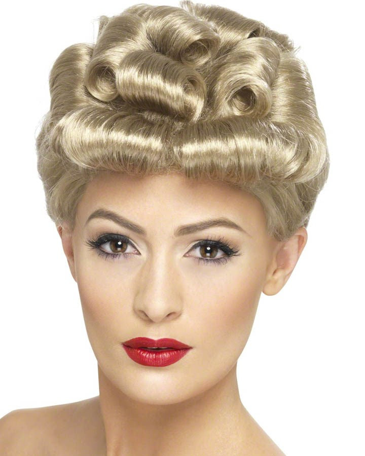 40s Vintage Short Blonde Wig for Women - Retro 1940s Hairstyle Costume Wig - Perfect for Halloween, Cosplay, and Vintage Themed Parties