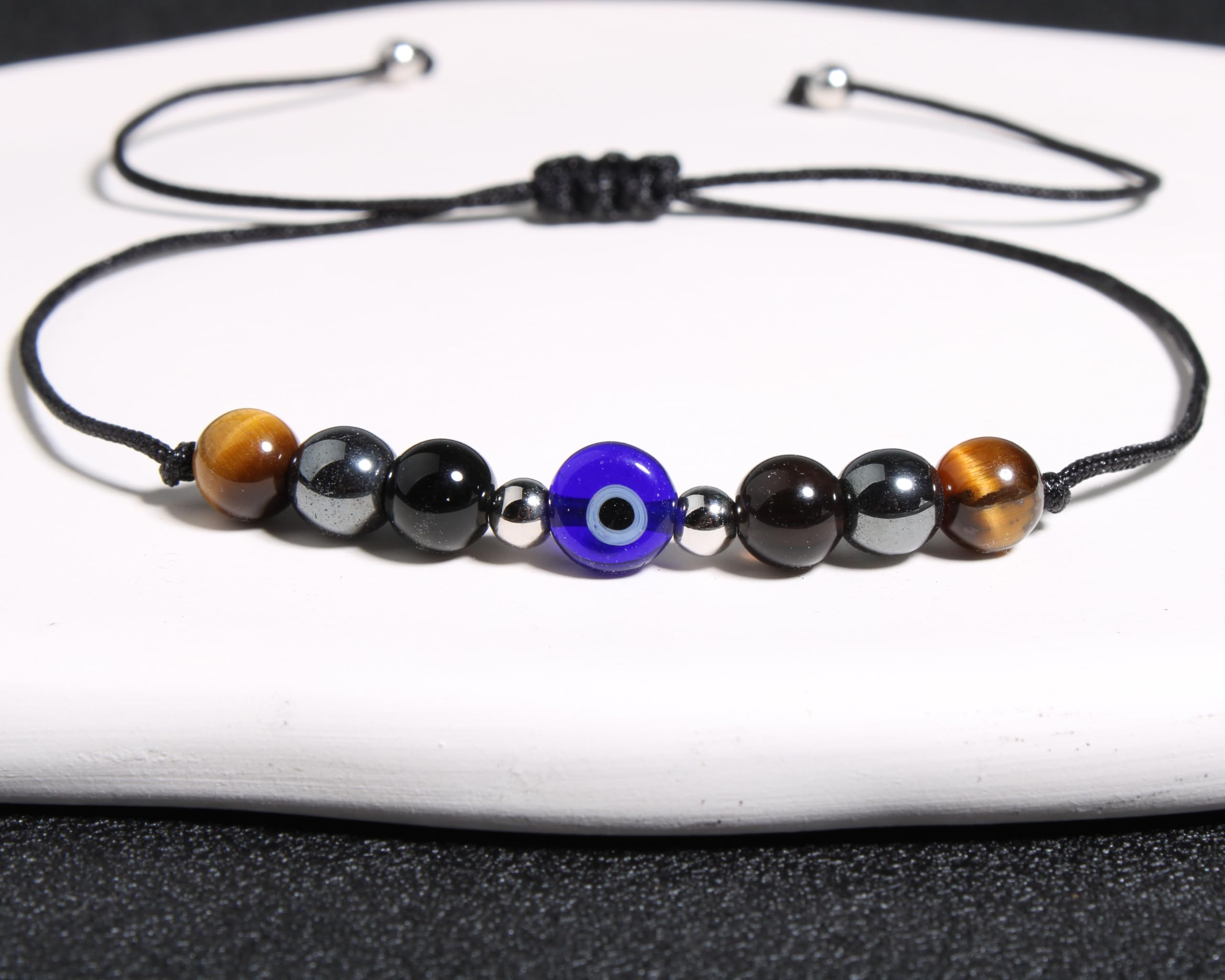 Triple Protection Bracelet - Black Tourmaline & Obsidian Negative Energy Blocker for Women & Men | Spiritual Healing Jewelry | Perfect Gift for Him Her | Wear for Meditation, Stress Relief & Positive Energy