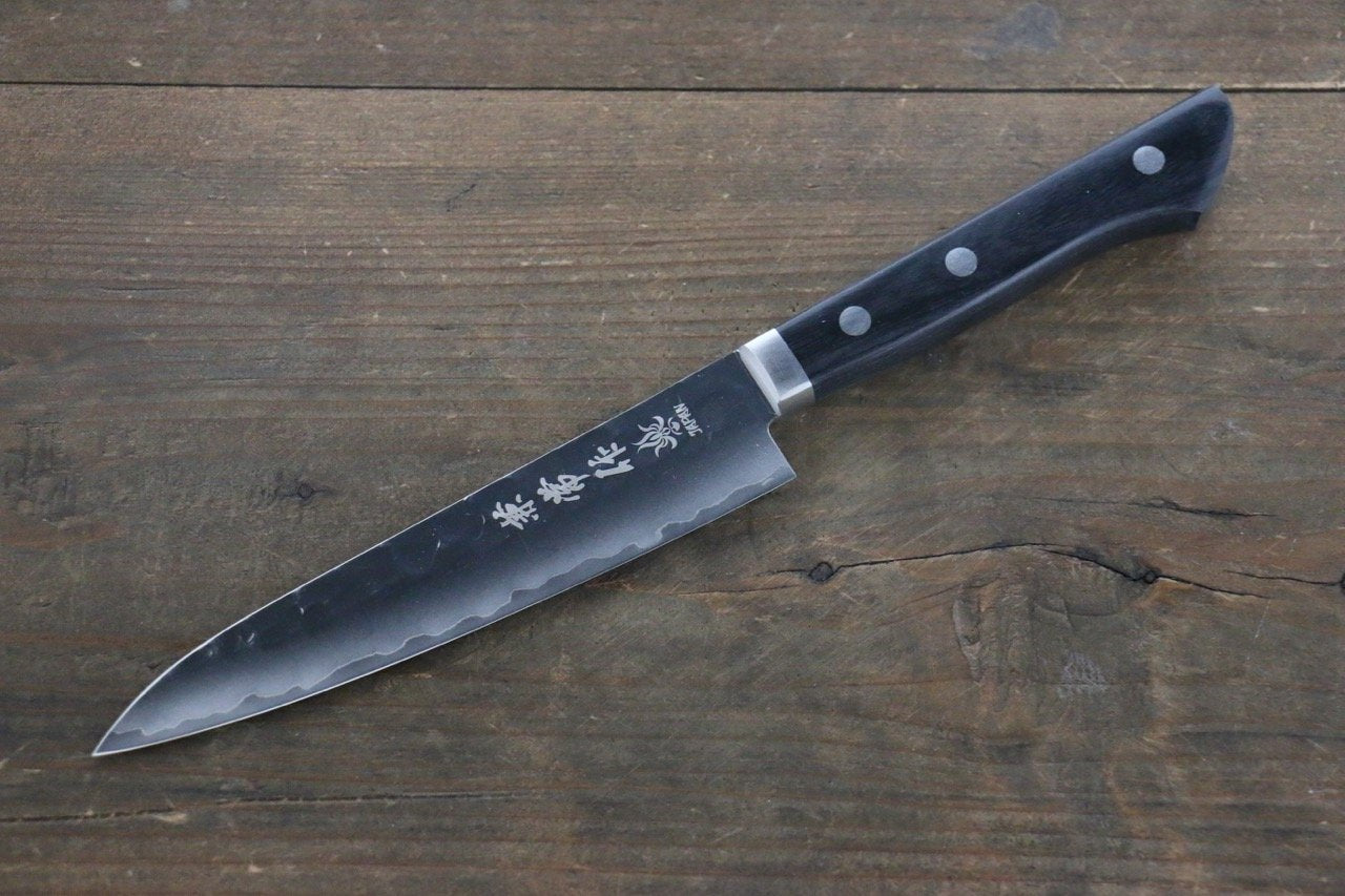 Kanetsune VG1 Hammered Petty Utility Knife 135mm - Japanese Pakkawood Handle - Perfect for Slicing Fruits, Vegetables & Small Kitchen Tasks
