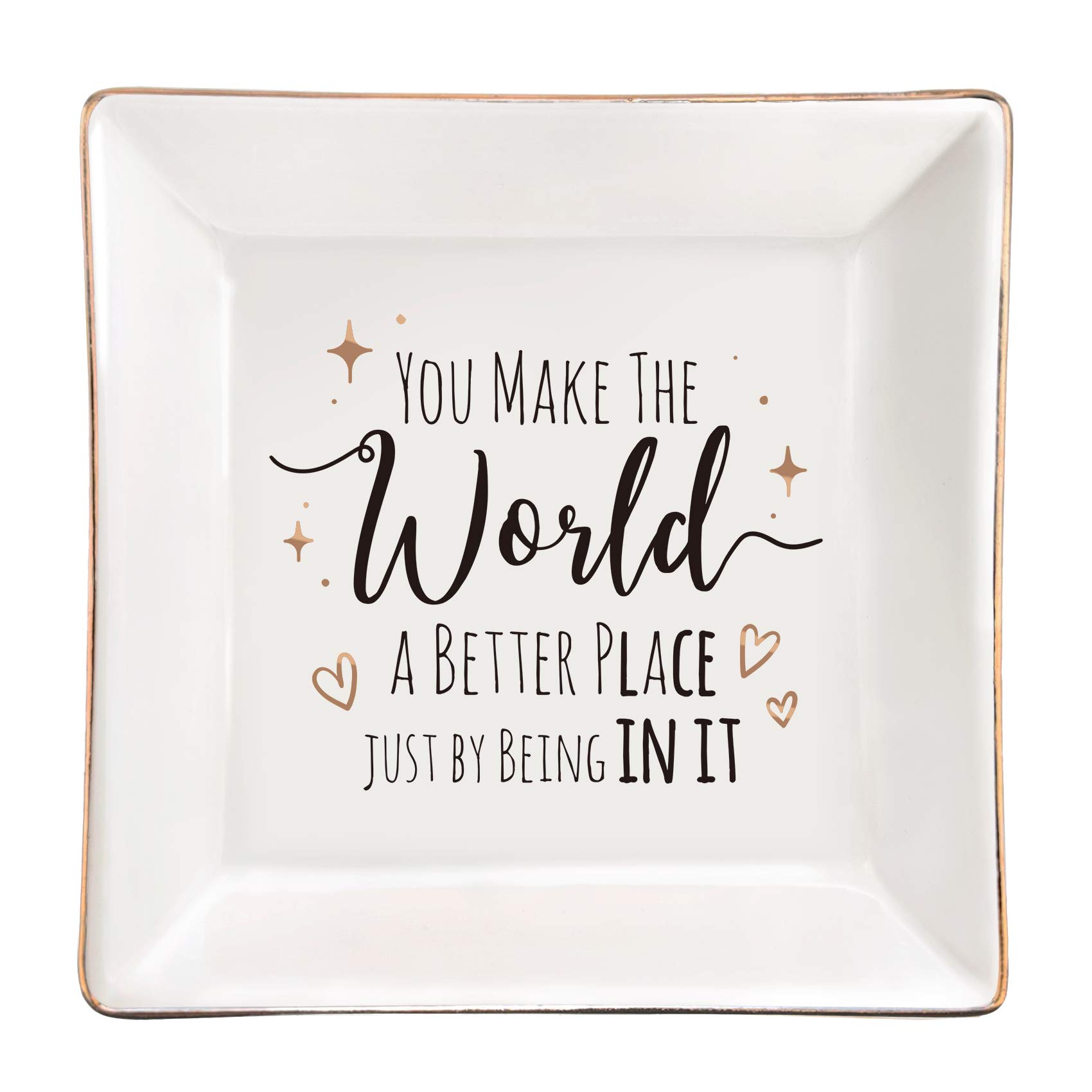 Elegant Ceramic Jewelry Dish - Birthday Gift for Women, Mom, Sister - Ring Holder & Trinket Tray for Valentine's, Christmas