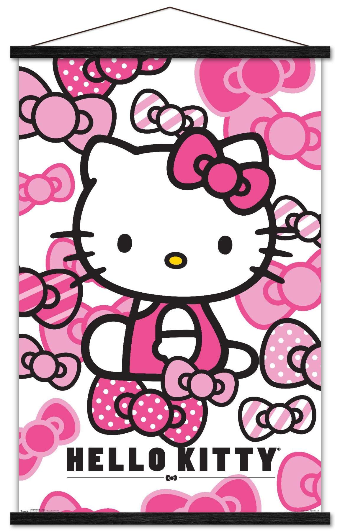Trends International Hello Kitty - Bows Wall Poster 22.375x34 Inches, Premium Print with Black Hanger Bundle - Perfect for Kids Room Decor, Anime Themed Bedroom, and Kawaii Style Home Decoration