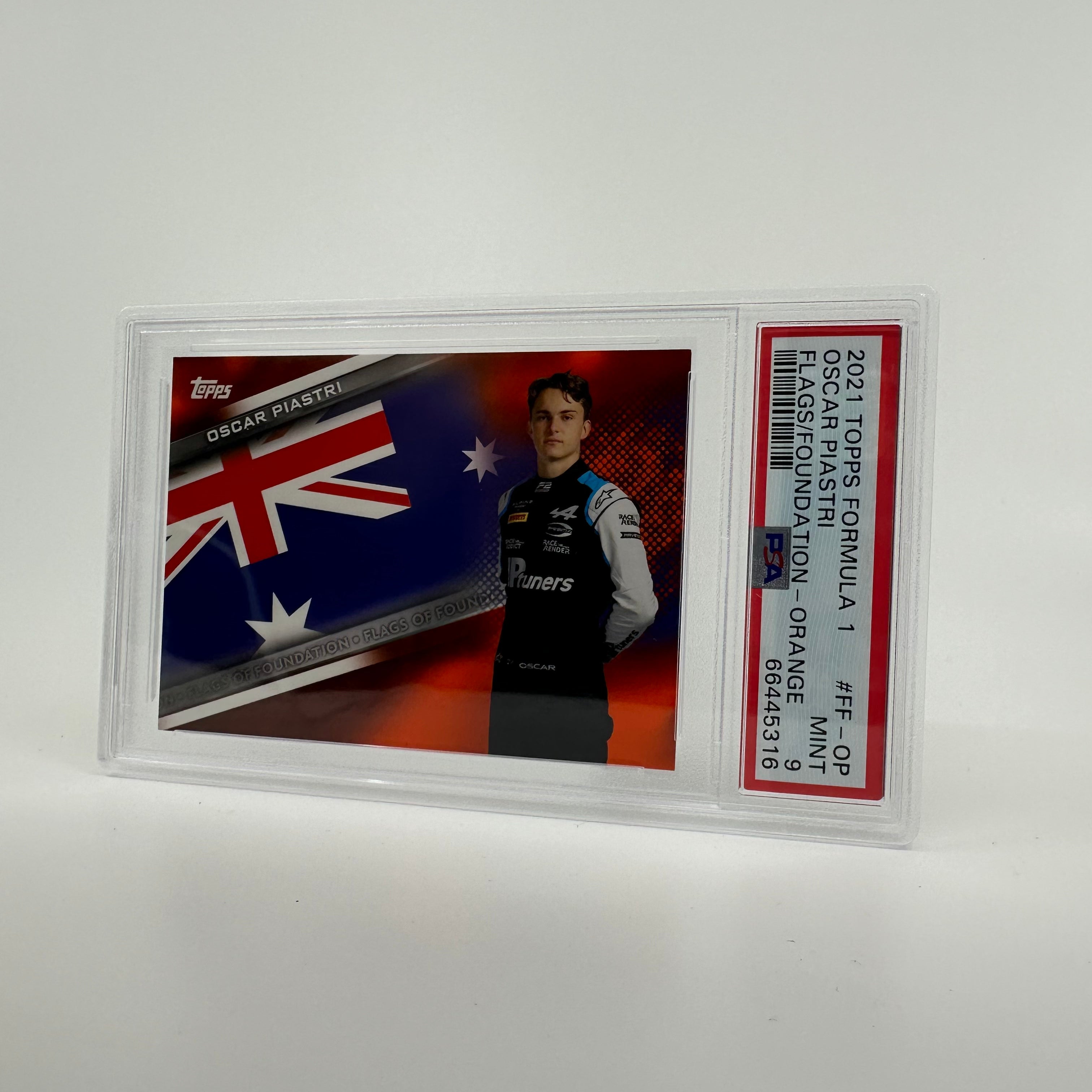 PSA 9 Oscar Piastri Flags Of Foundation #FF OP Orange Parallel 20/25 - Rare Trading Card for Collectors & Sports Memorabilia Enthusiasts