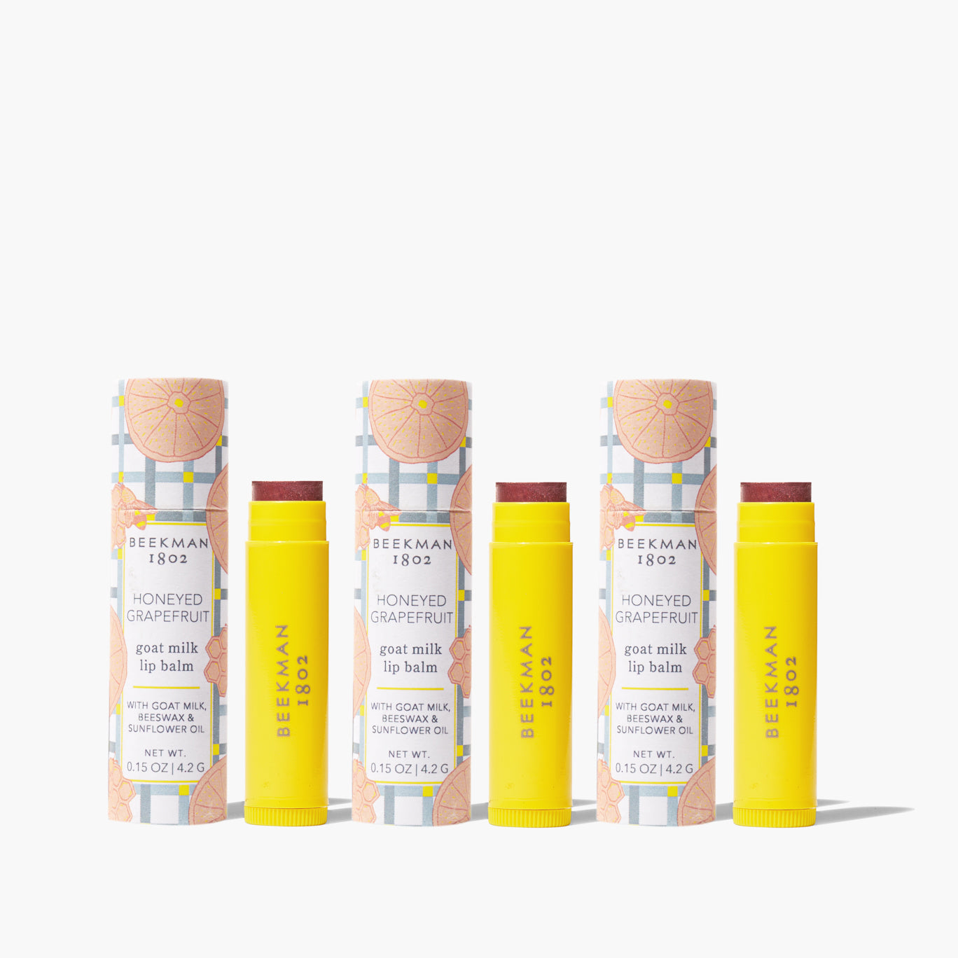 Honeyed Grapefruit Tinted Lip Balm 3-Pack - Moisturizing & Sheer Color Lip Care for Daily Hydration & Natural Look