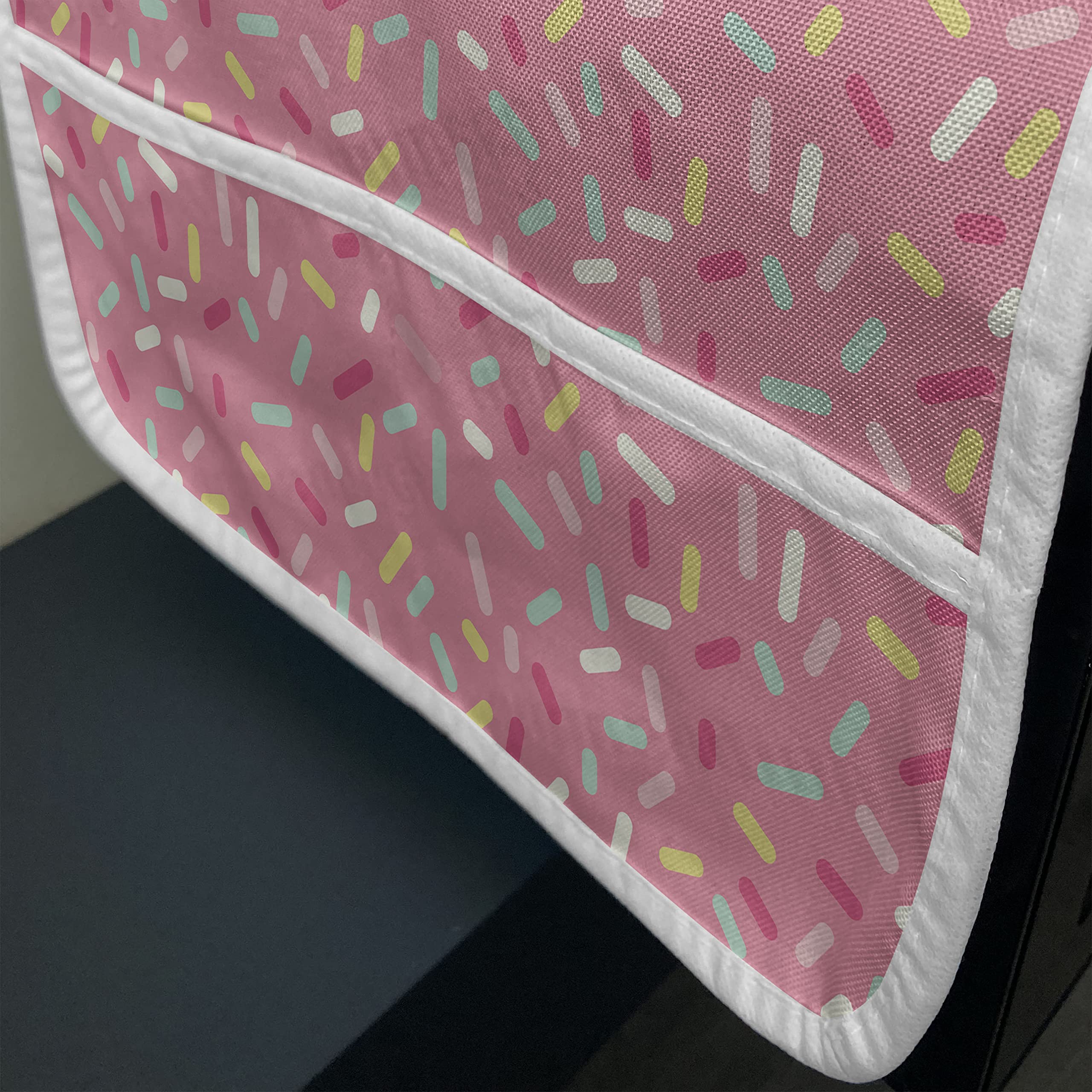 Ambesonne Microwave Oven Cover - Pink & White Abstract Donut Sprinkles Design, Waterproof Kitchen Organizer with Pockets, 36