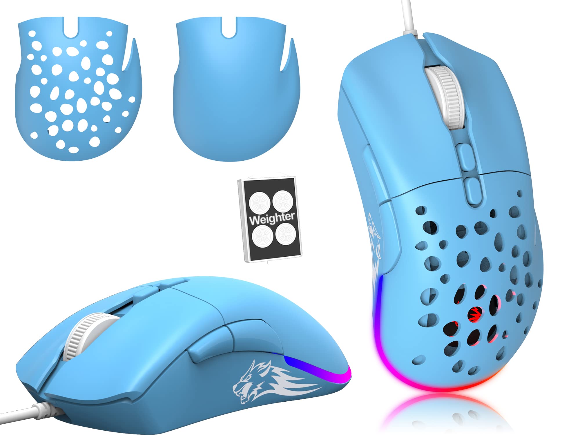 ZIYOU LANG G-PRO D19 RGB Wired Gaming Mouse - 12,000 DPI, Programmable 7 Buttons, Ultra-Light Honeycomb Shell for PC & Laptop - Blue | Perfect for FPS, MOBA & Esports Gaming