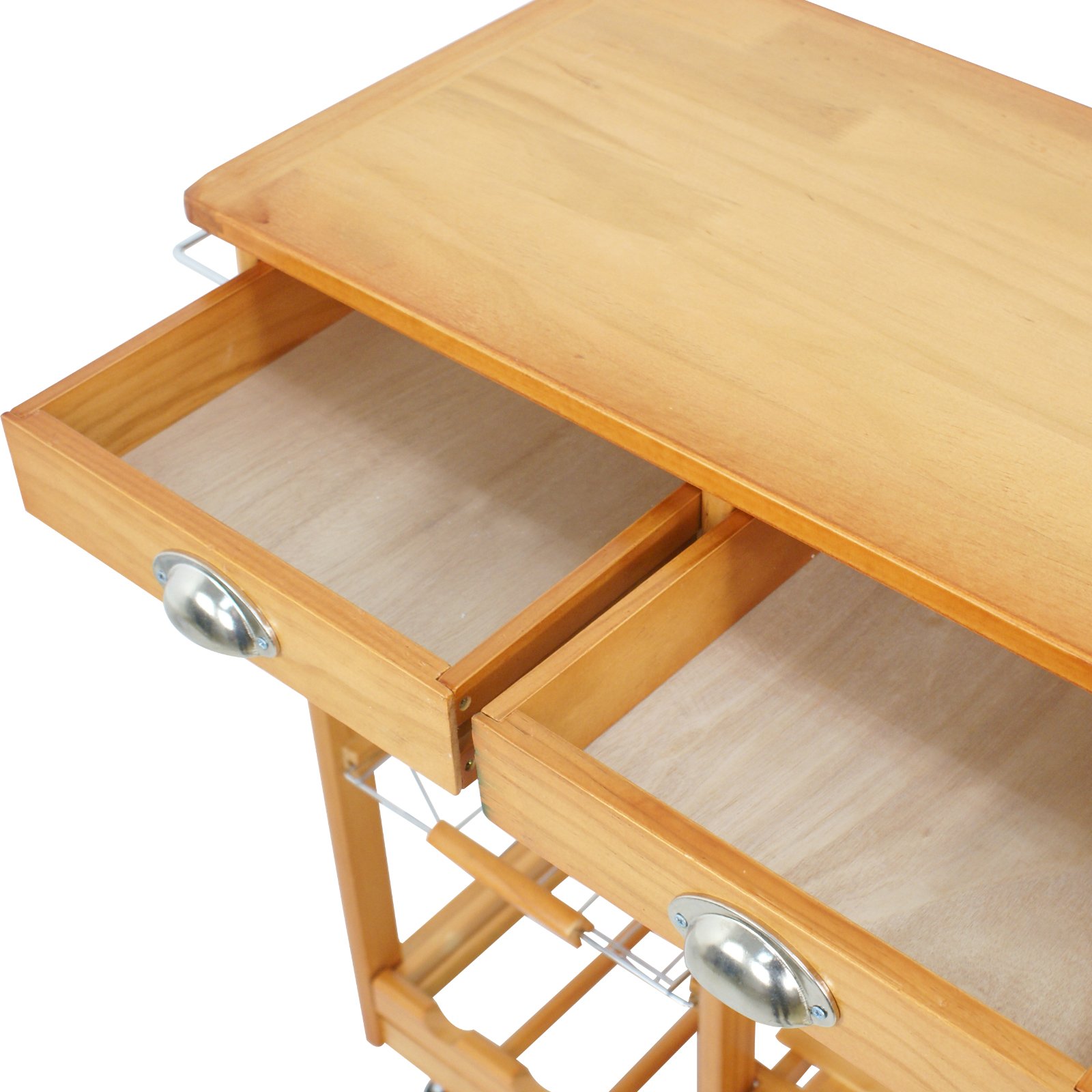 HomGarden Wooden Rolling Kitchen Storage Cart with Drawer, Shelves & Basket - Mobile Dining Island Trolley, Countertop Stand & Microwave Cart for Small Spaces | Perfect for Kitchen Organization, Pantry Storage & Dining Room Serving
