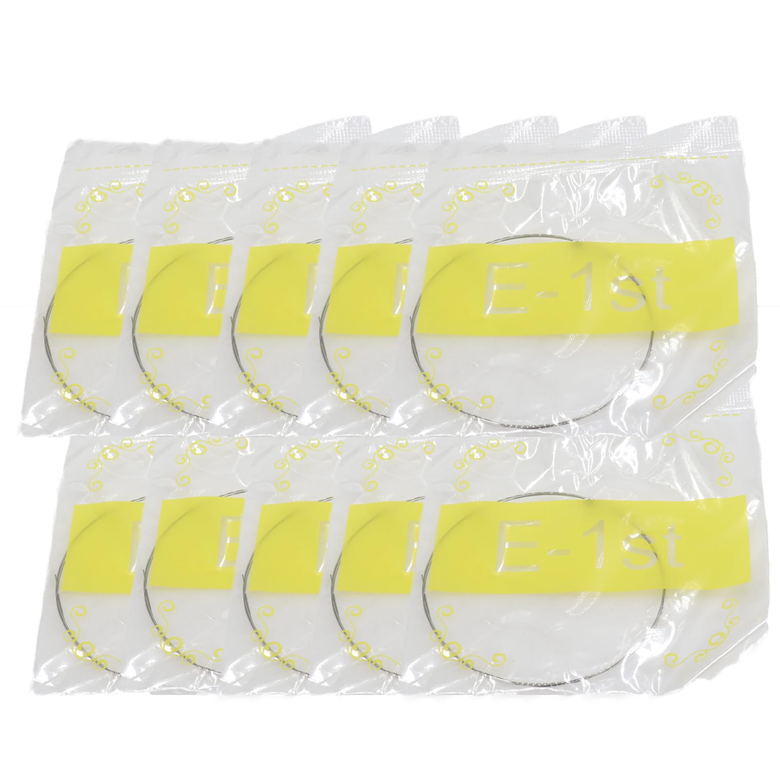 10-Pack Acoustic Guitar Strings - Brass E-1st Steel Replacement Strings for Bright Balanced Tone (High E Light Tension) | Perfect for Live Performances, Studio Recording & Guitar Maintenance