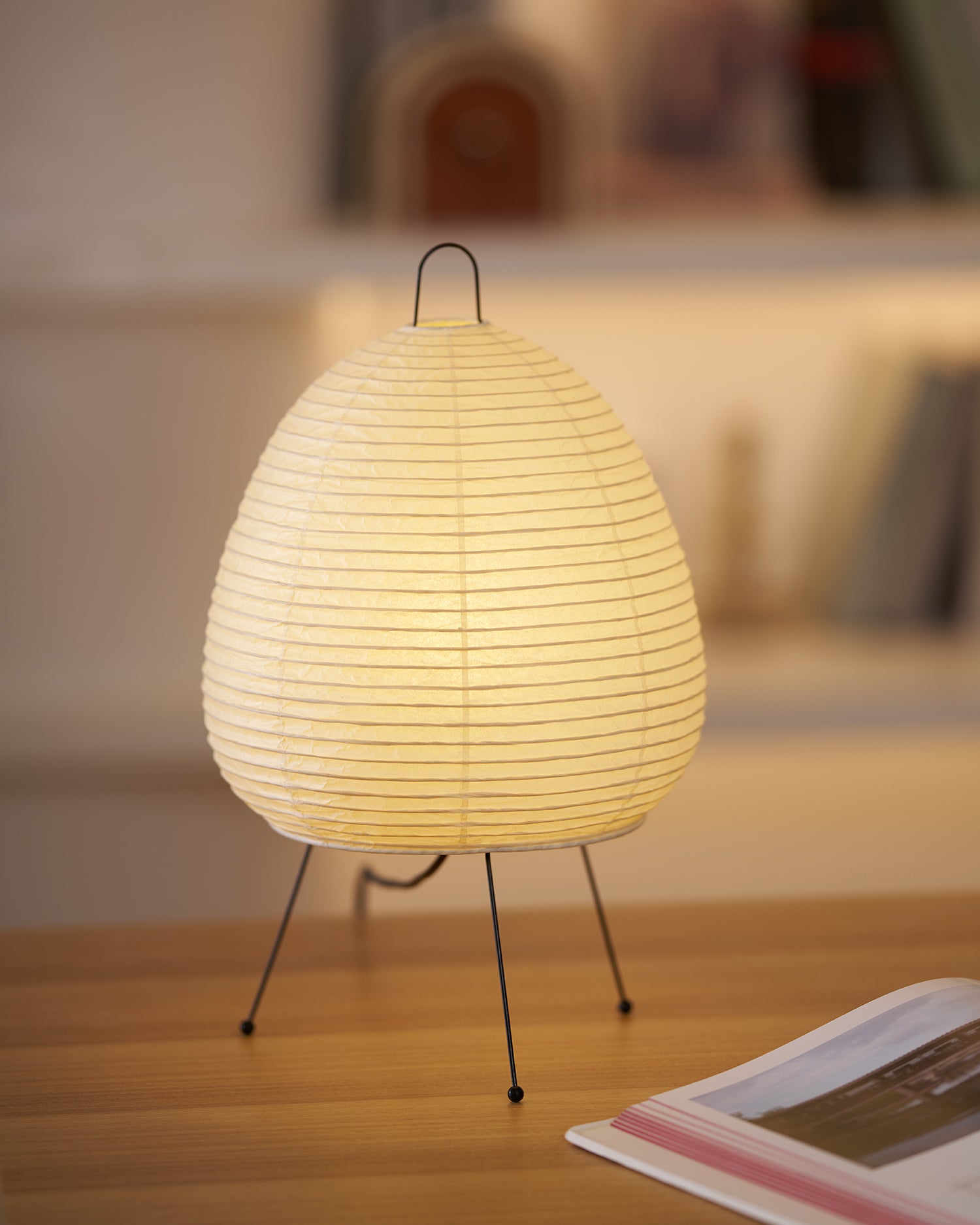 Japanese Akari Paper Table Lamp - Handmade Shoji Style Lighting for Bedroom, Living Room & Office - Warm Ambient Light for Relaxation & Decor