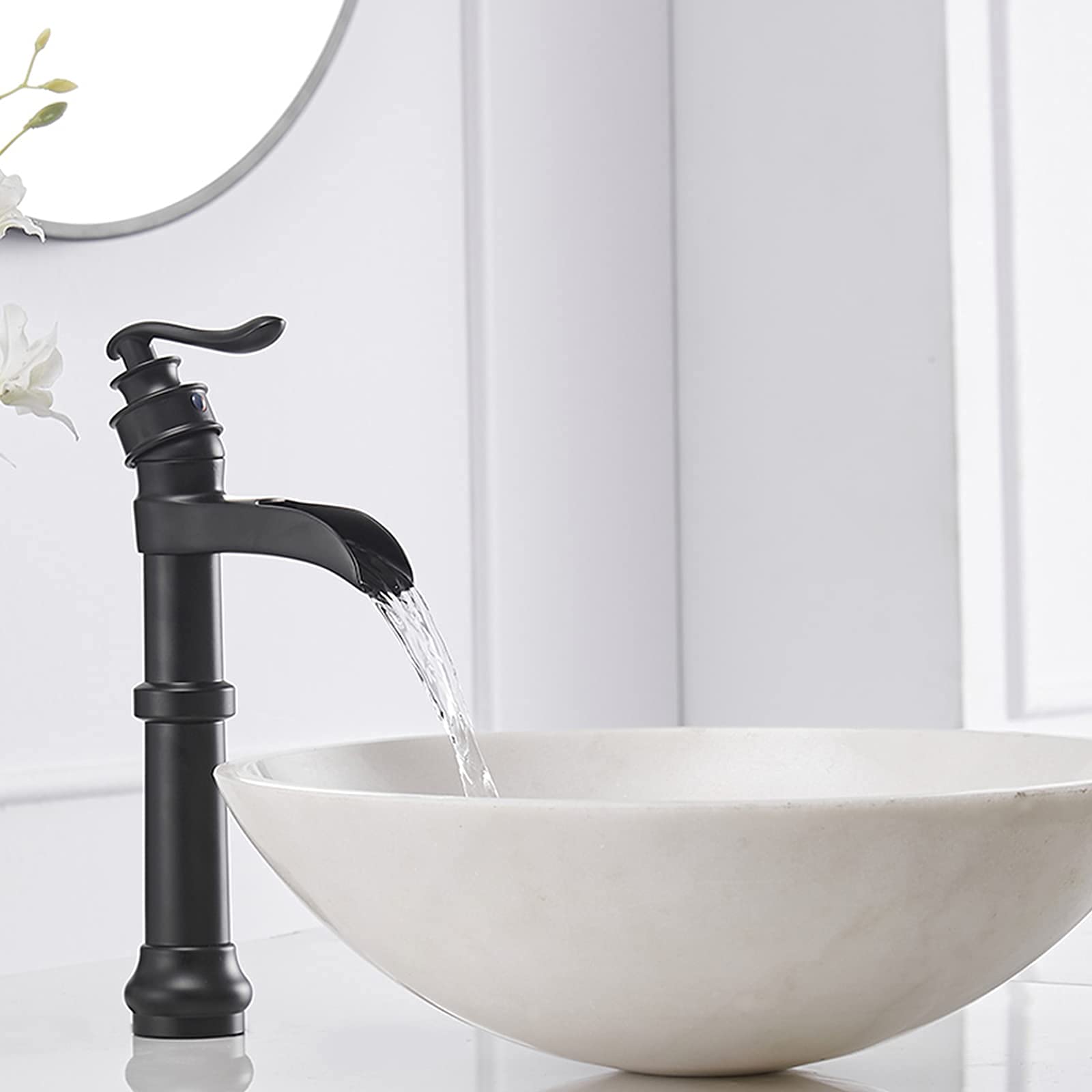Homevacious Matte Black Pull-Down Kitchen Faucet with 3 Spray Modes - Single Handle Waterfall Vessel Sink Faucet for Modern Homes | Perfect for Washing Dishes, Filling Pots & Cleaning Countertops