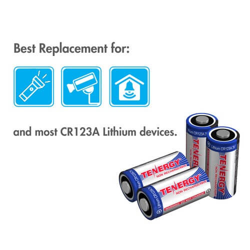 Tenergy CR123A 3V Lithium Batteries - 2 Pack - Long-Lasting Power for Cameras, Flashlights & Security Devices