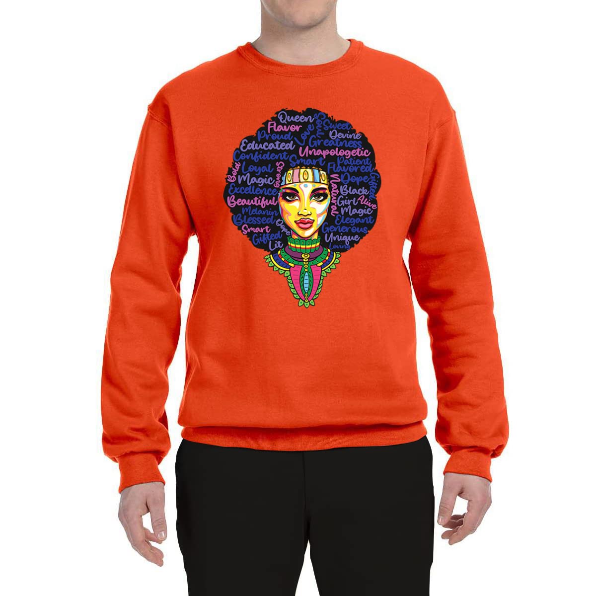 Wild Bobby Queen Bee Strong Black Woman Black Pride Unisex Crewneck Graphic Sweatshirt - Black History Month Apparel, Women's Empowerment Clothing, Casual Streetwear for Everyday Wear