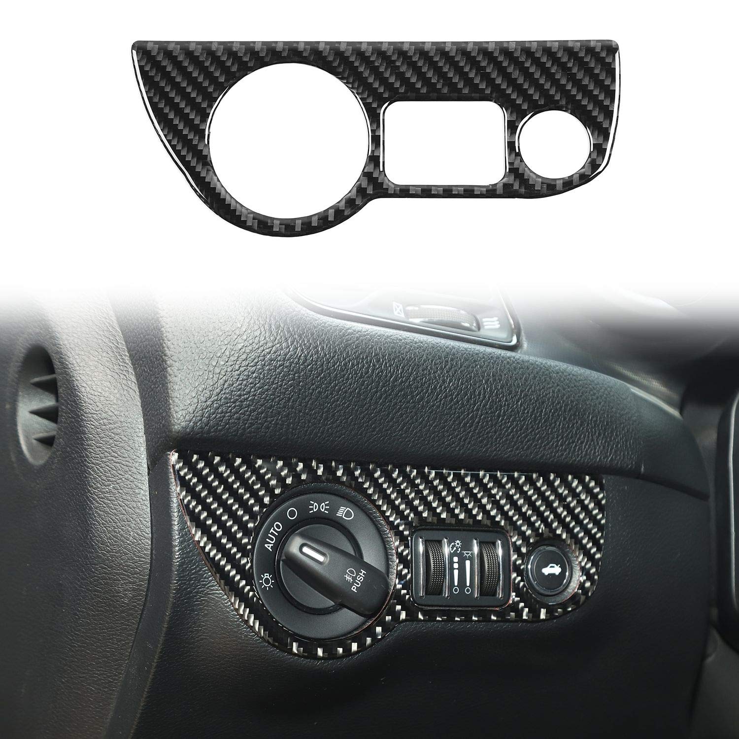 Real Carbon Fiber Headlight Switch Control Knob Trim for 2015-2025 Dodge Challenger & 2010-2024 Dodge Charger - Interior Upgrade Accessory for Enhanced Style & Performance (1pc) - Perfect for Car Enthusiasts & Custom Builds