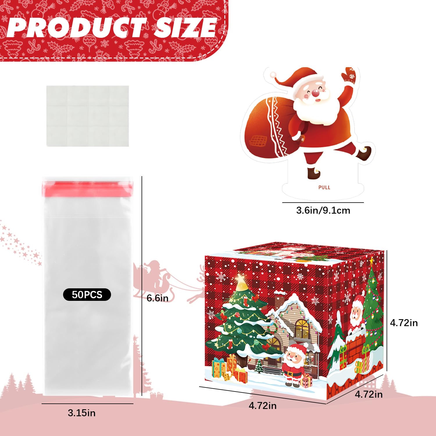 Quimoy Christmas Money Gift Box - Cash Present Box for Women, Men, Boys & Girls - Holiday Savings Box with Santa & Tree Design - Perfect for Christmas Gifting, Stocking Stuffers & Holiday Surprises
