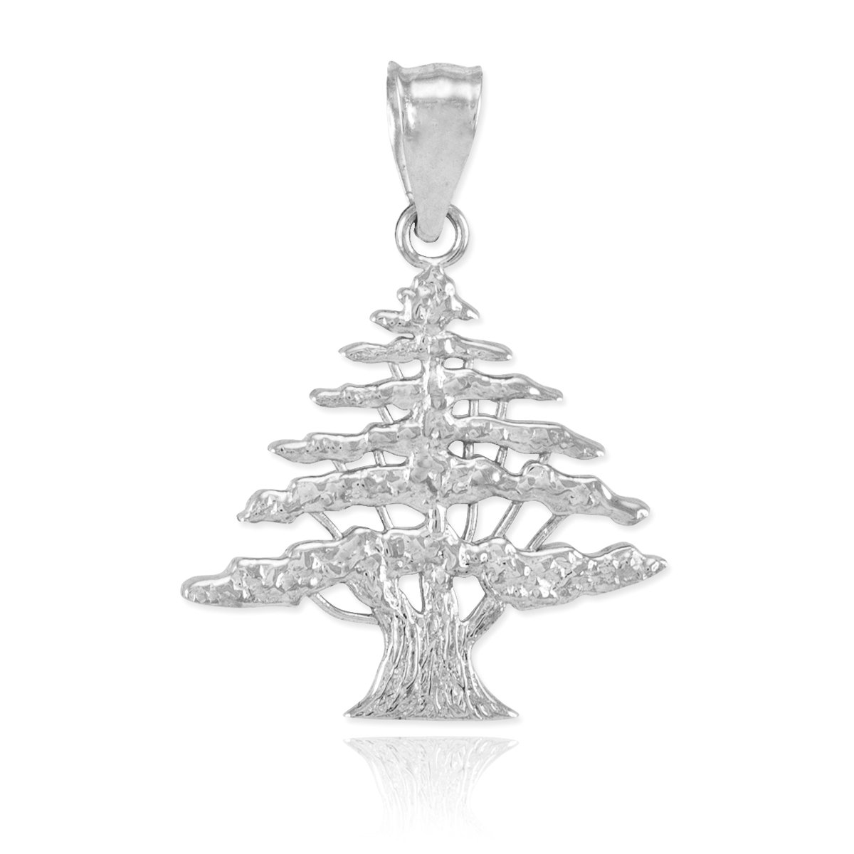 14k White Gold Cedar Tree Charm Pendant Necklace for Women - Elegant Nature-Inspired Jewelry Gift for Christmas, Anniversary & Special Occasions