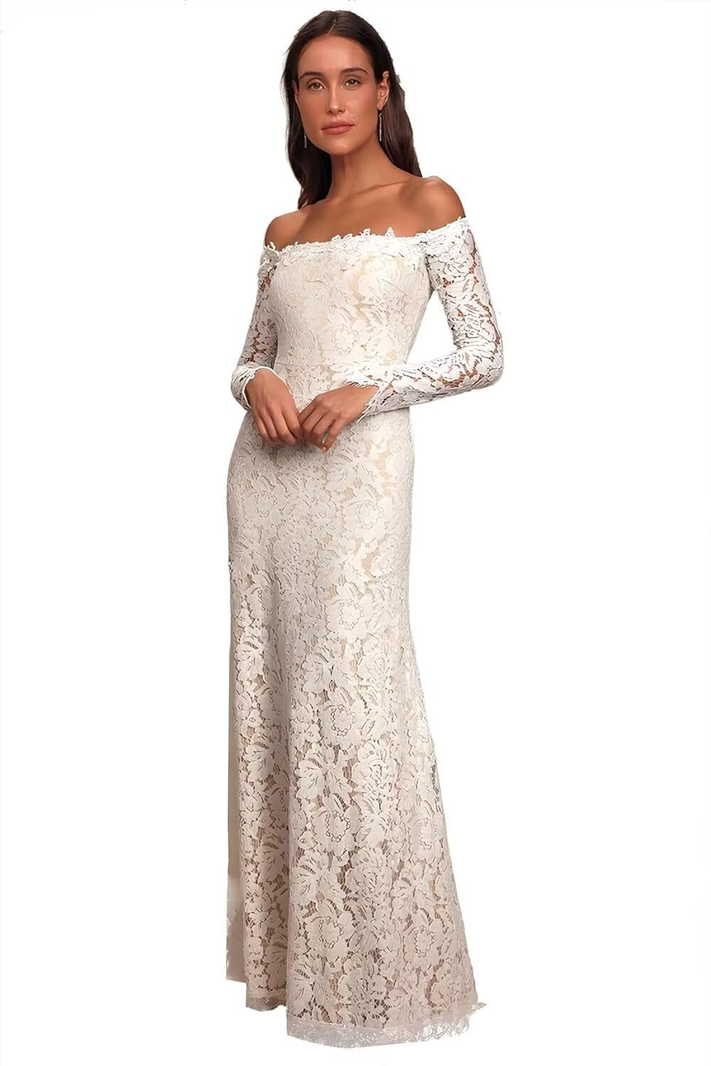 2024 Women's Bohemian Wedding Dress - Lace Chiffon Long Formal Evening Gown for Bride | Perfect for Beach, Garden & Vintage Theme Weddings