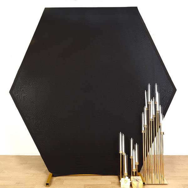 8ftx7ft Black 2-Sided Spandex Wedding Arch Cover - Hexagon Backdrop for Events
