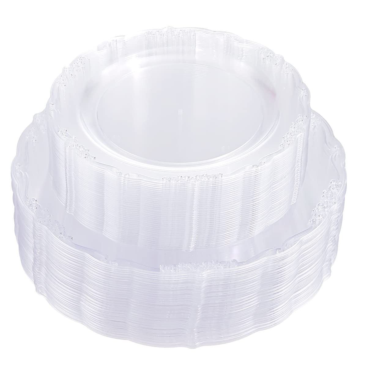 U-QE 100-Pack Clear Plastic Plates - Premium Disposable Dinner Plates & Dessert Plates for Parties, Holidays, Events - 50x 10.25