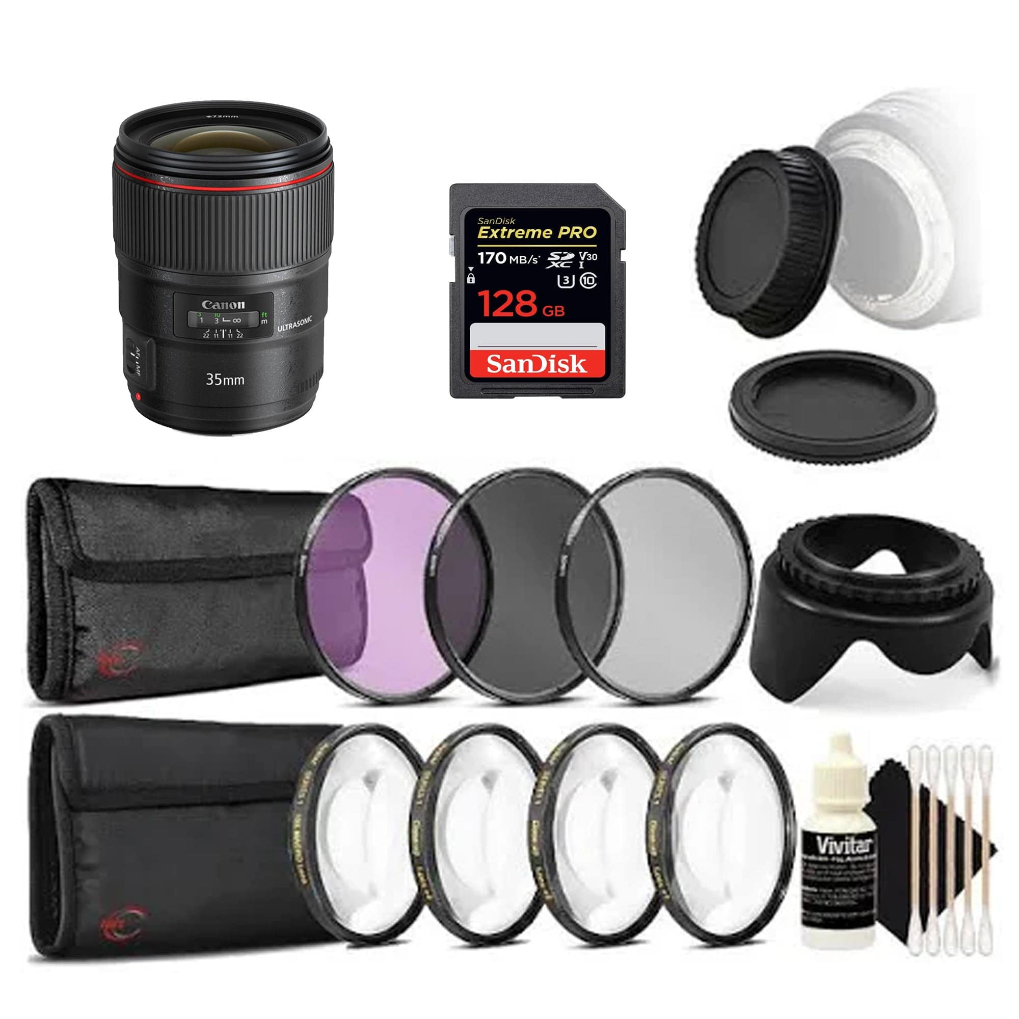 Canon EF 35mm f/1.4L II USM Wide Angle Lens with Deluxe Bundle Kit - Perfect for Portrait, Wedding & Low Light Photography