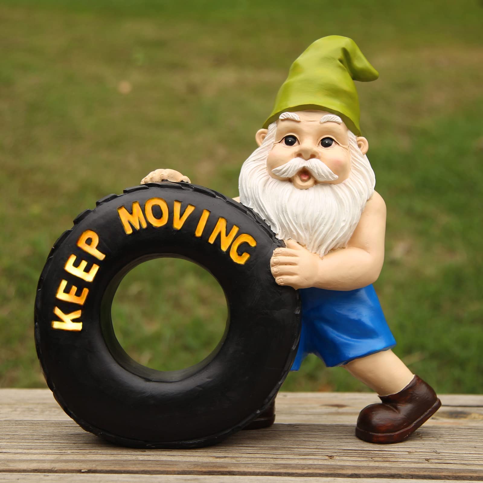 Solar Powered Moving Garden Gnomes - 12 Inch Funny LED Lighted Lawn Decorations for Outdoor Patio, Yard & Balcony | Weatherproof Gnome Statues for Garden, Lawn & Landscape Decor (Perfect for Halloween, Christmas & Seasonal Displays)