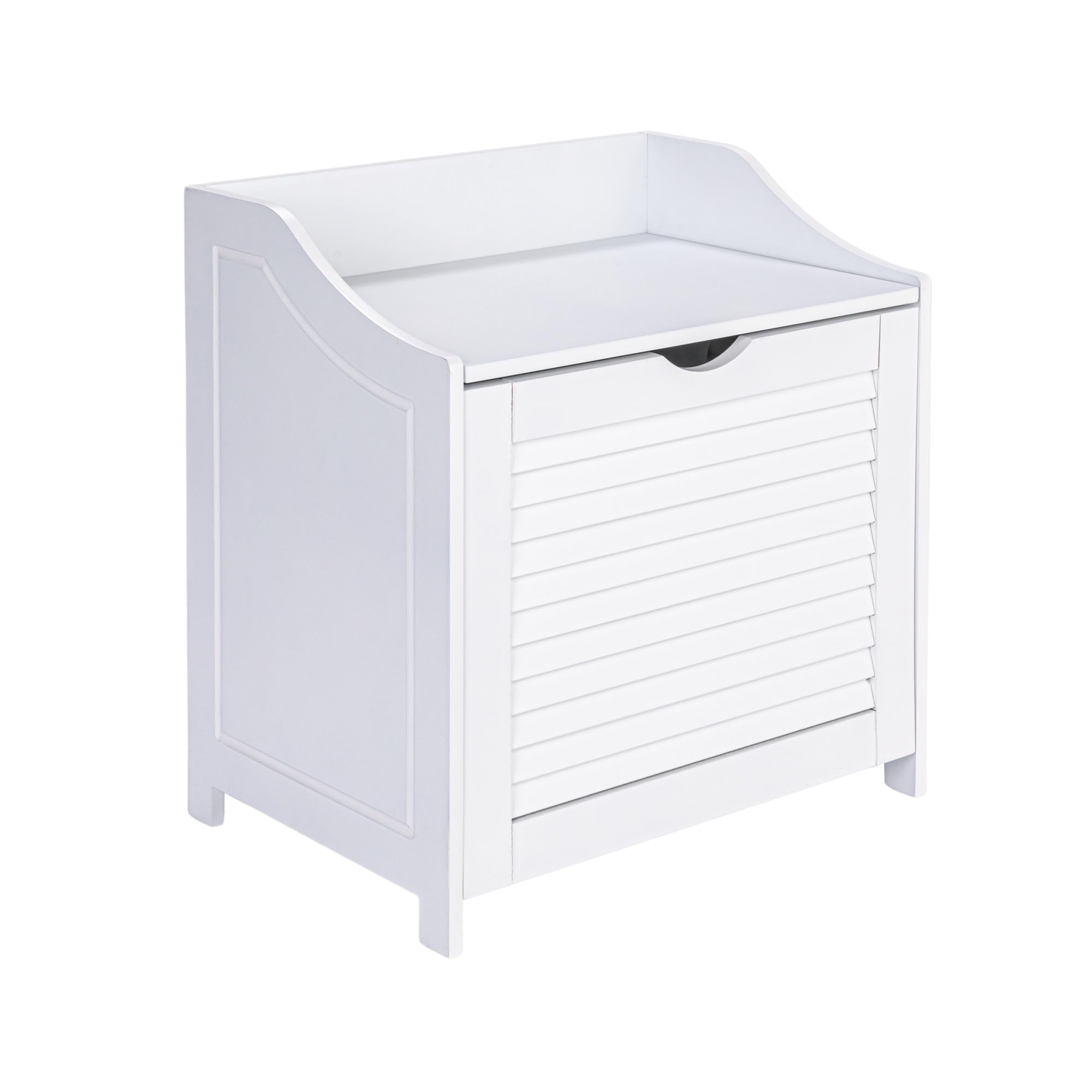 Household Essentials Single Load Hamper Cabinet Seat with Storage - White | Space-Saving Laundry Organizer for Bedroom, Bathroom & Closet
