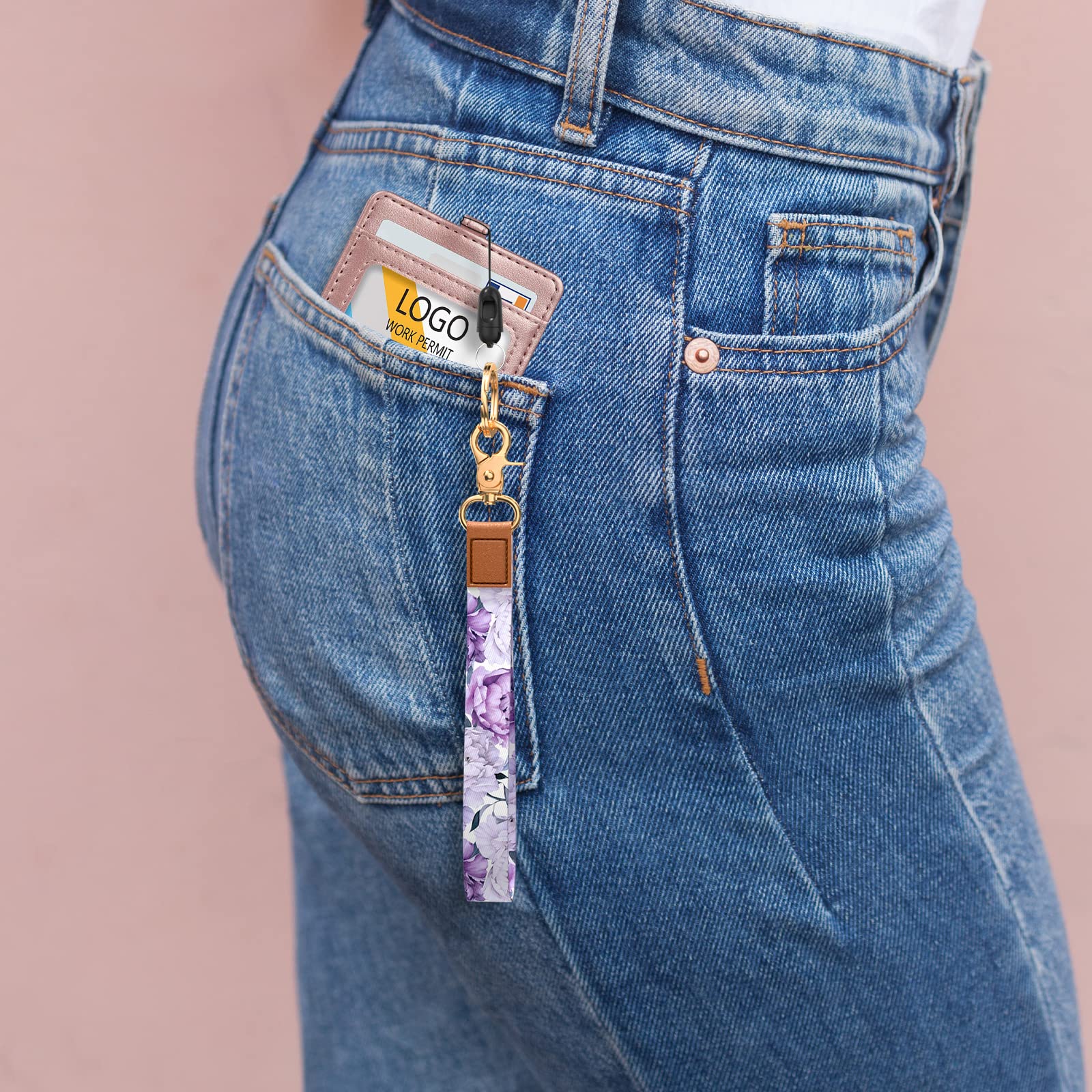 Cute Wrist Lanyard Keychain for Women & Men - Adjustable Wristlet Strap Holder for Car Keys, ID Badges, Cards, Wallet & Phone - Perfect for Work, Travel, Gym & Outdoor Activities