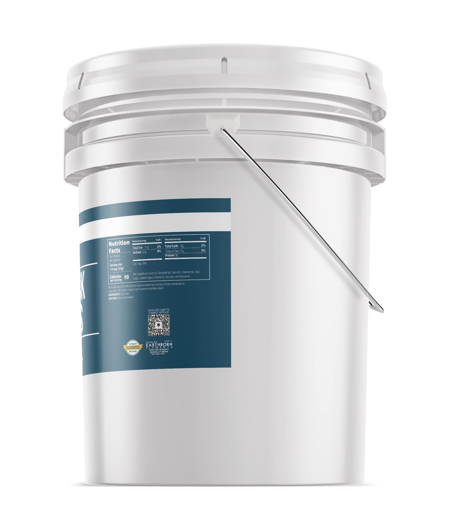 Organic Quick Oats in Bulk - 5 Gallon Bucket | Whole Grain Rolled Oats for Healthy Breakfast, Baking & Smoothies | Non-GMO, Gluten-Free Oatmeal for Overnight Oats, Energy Bars & Meal Prep