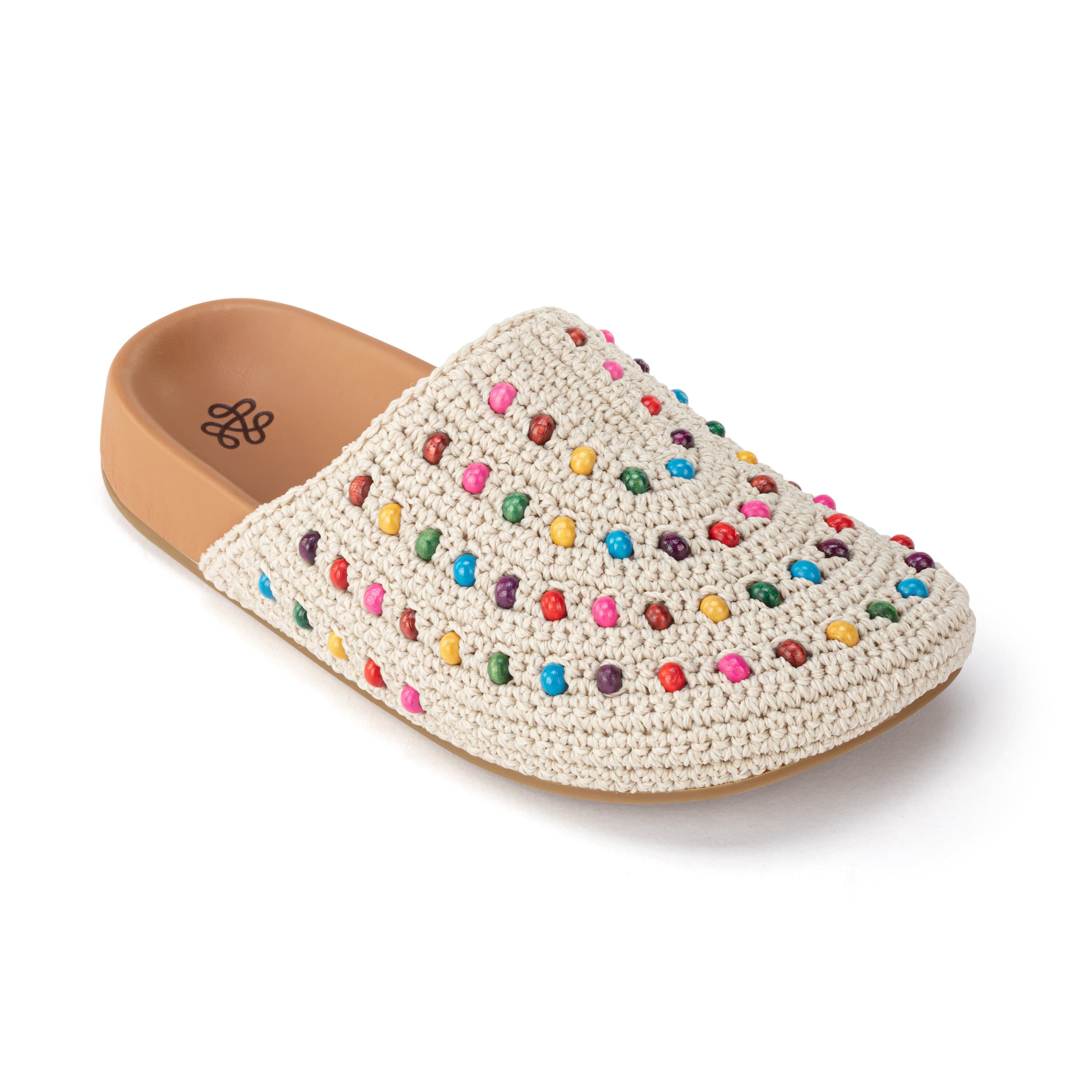 Bolinas Clog Kids Hand Crochet Ecru Multi Beads - Comfortable & Stylish Summer Sandals for Beach, Pool & Outdoor Play