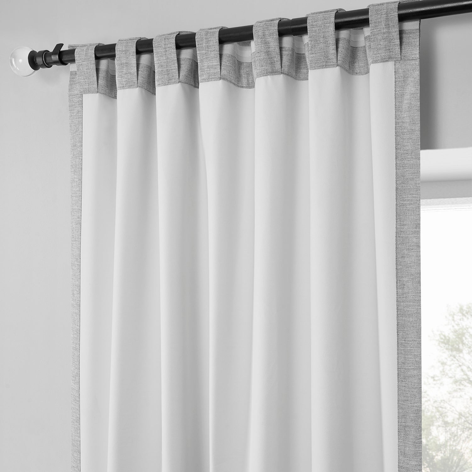 Modern Grey Boho Chic Faux Linen Blackout Curtains - 2 Panels Set for Bedroom & Living Room - Noise Reducing & Thermal Insulated Window Drapes for Home Decor