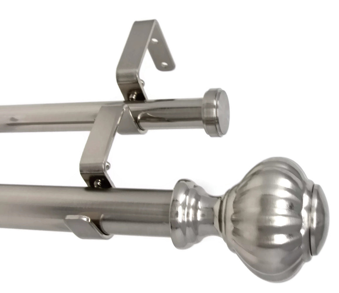 Urbanest 1-3/4 Inch Flat Door Knob & Double Drapery Curtain Rod Set - Perfect for Bedroom, Living Room, and Window Decor