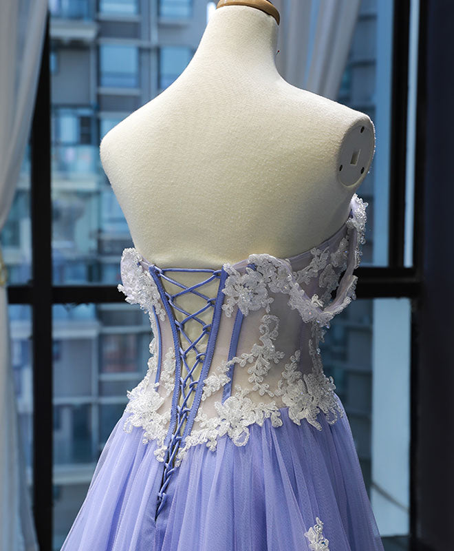 Elegant Purple Tulle Lace Long Prom Dress for Women - Formal Evening Gown for Homecoming, Ball, Wedding Guest & Special Occasions