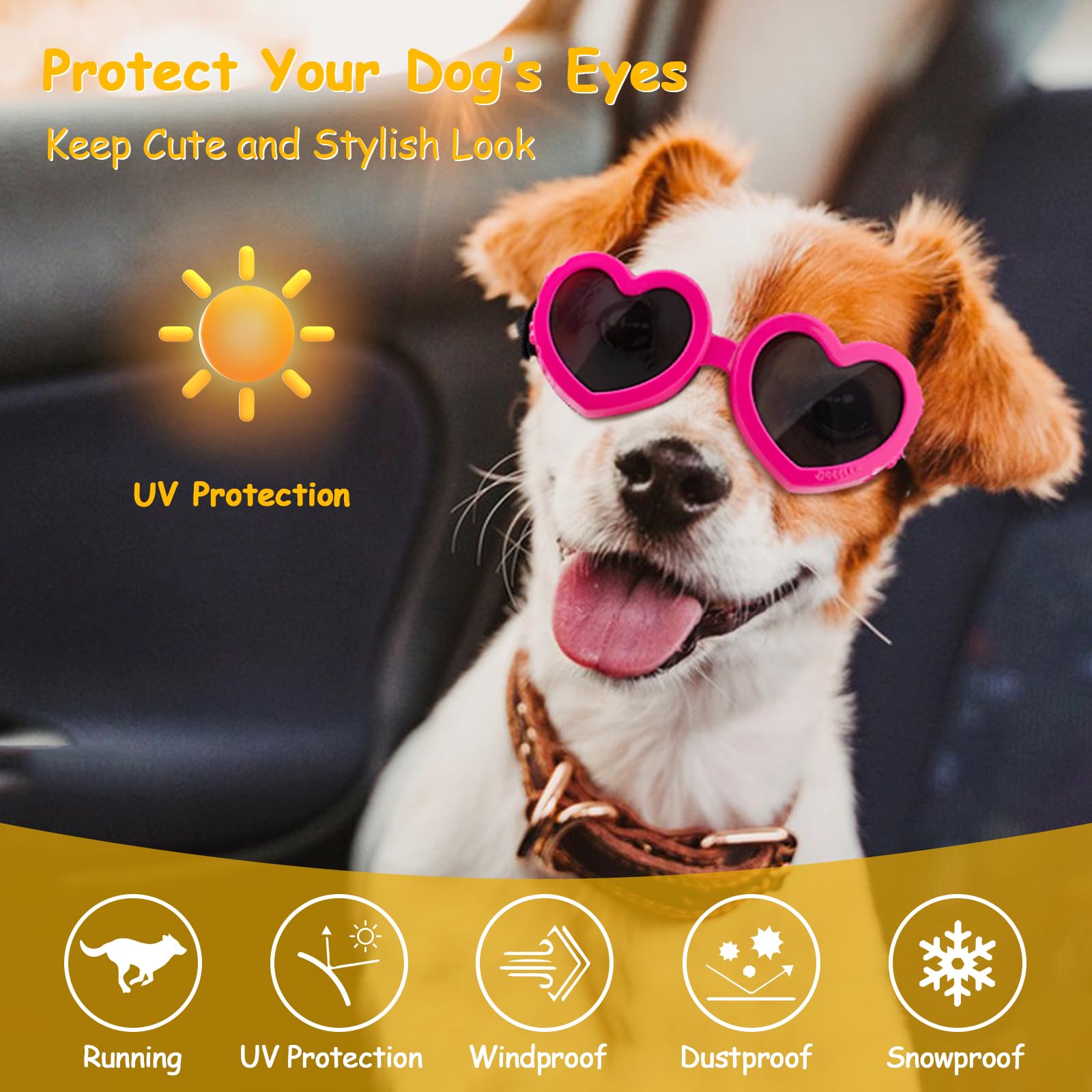 UV Protection Dog Sunglasses for Small Breeds - Anti-Fog, Windproof & Dustproof Pet Goggles - Adjustable Puppy Sunglasses for Motorcycle Riding, Driving, Snow Sports & Outdoor Adventures (Black)