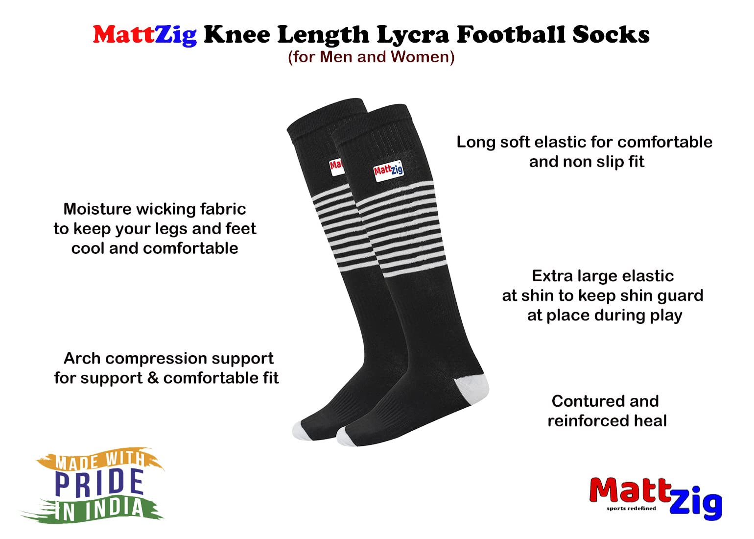 MattZig Indian Club Football Kit - Football Socks & Shin Guards Set | Perfect for Youth Soccer Training, Matches, and Team Sports