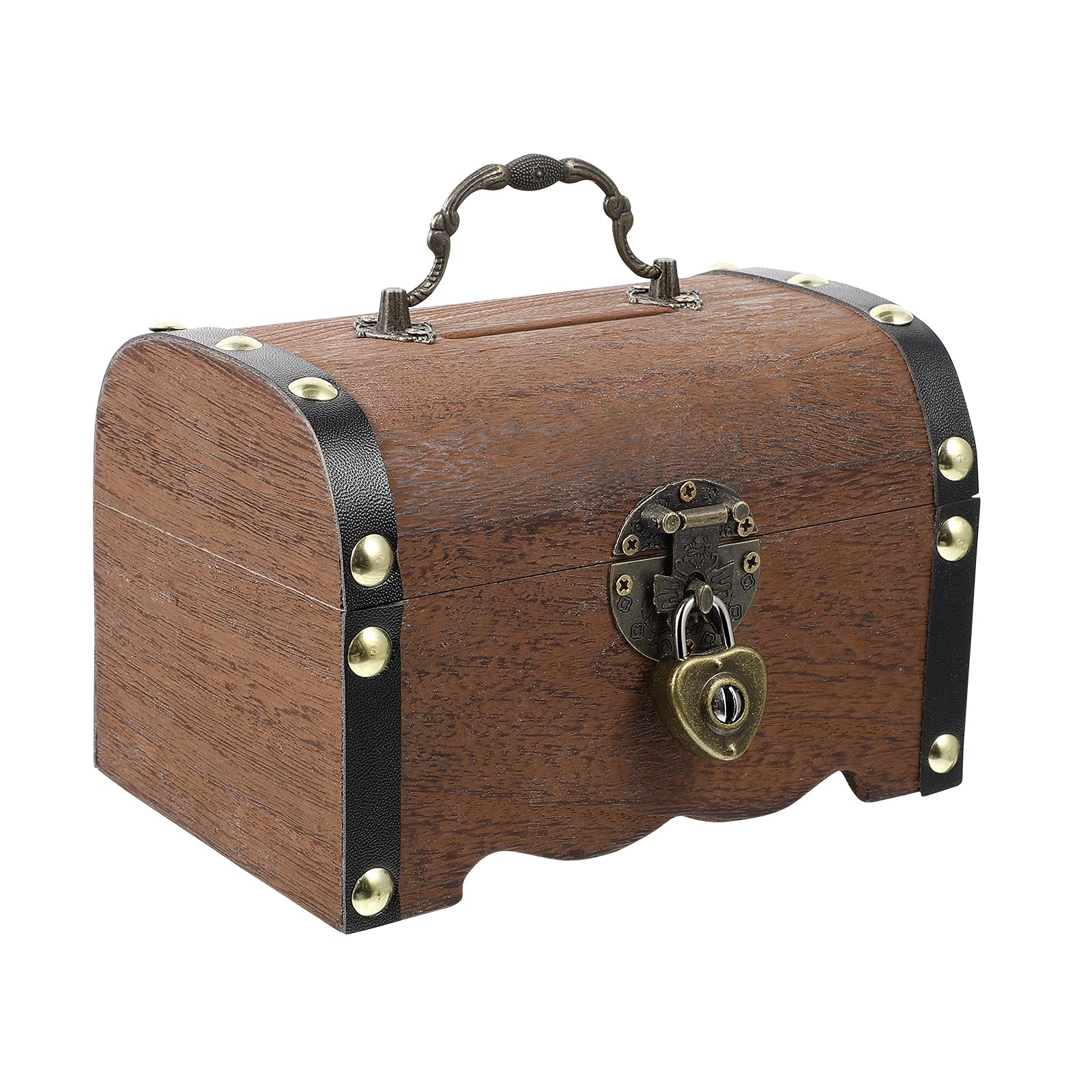 Vintage Wooden Lockable Storage Box - Money Saving Bank Box for Kids & Adults - Secure Cash & Valuables Organizer - Perfect for Home, Office, or Gift Giving (1 PC)